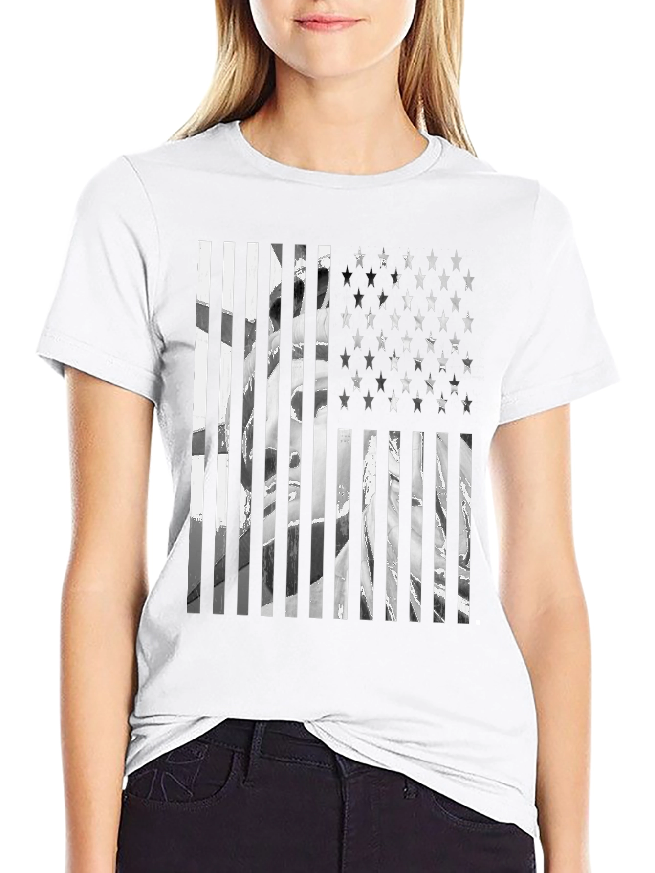 American Flag Statue Graphic Tee