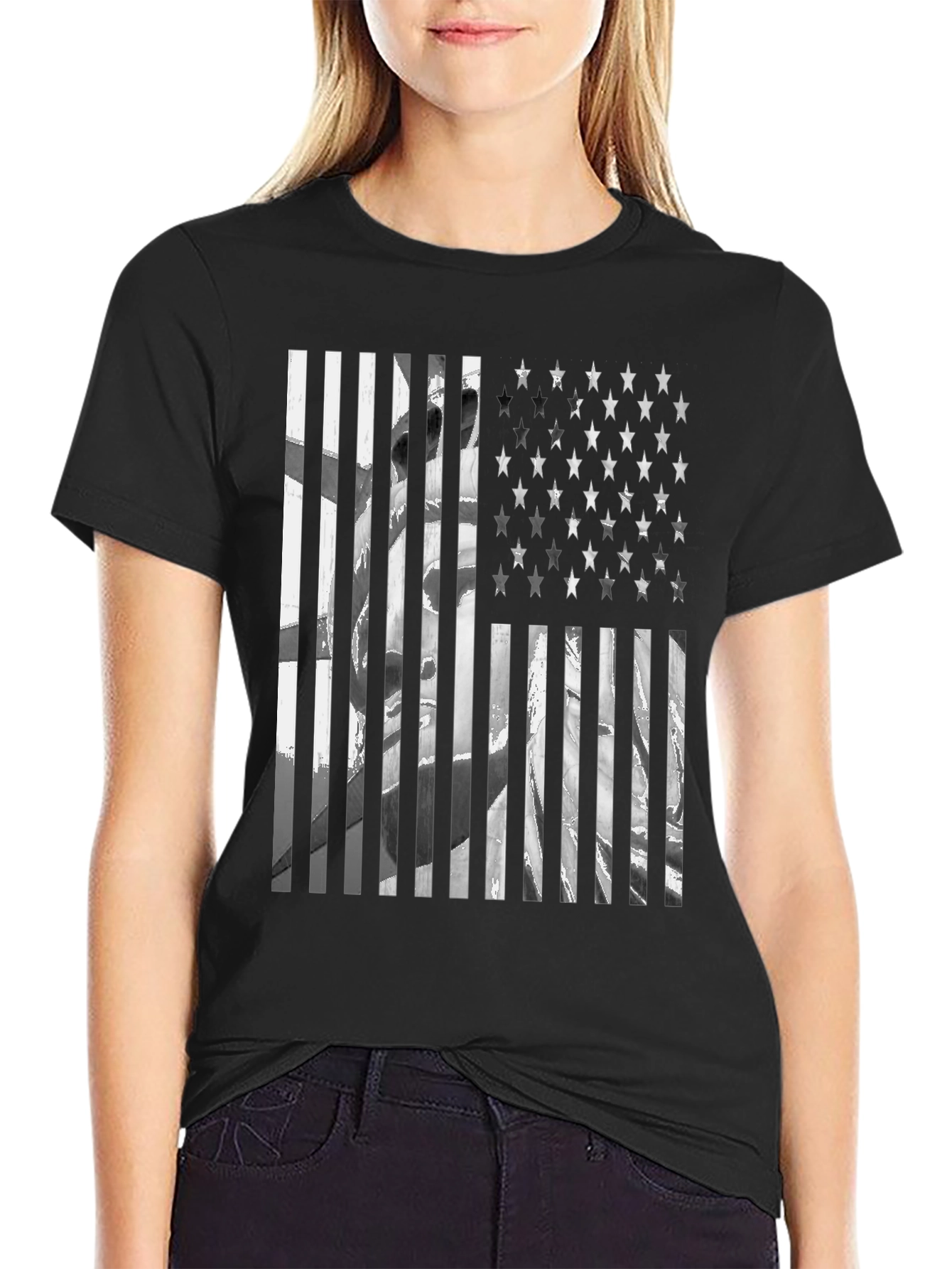 American Flag Statue Graphic Tee