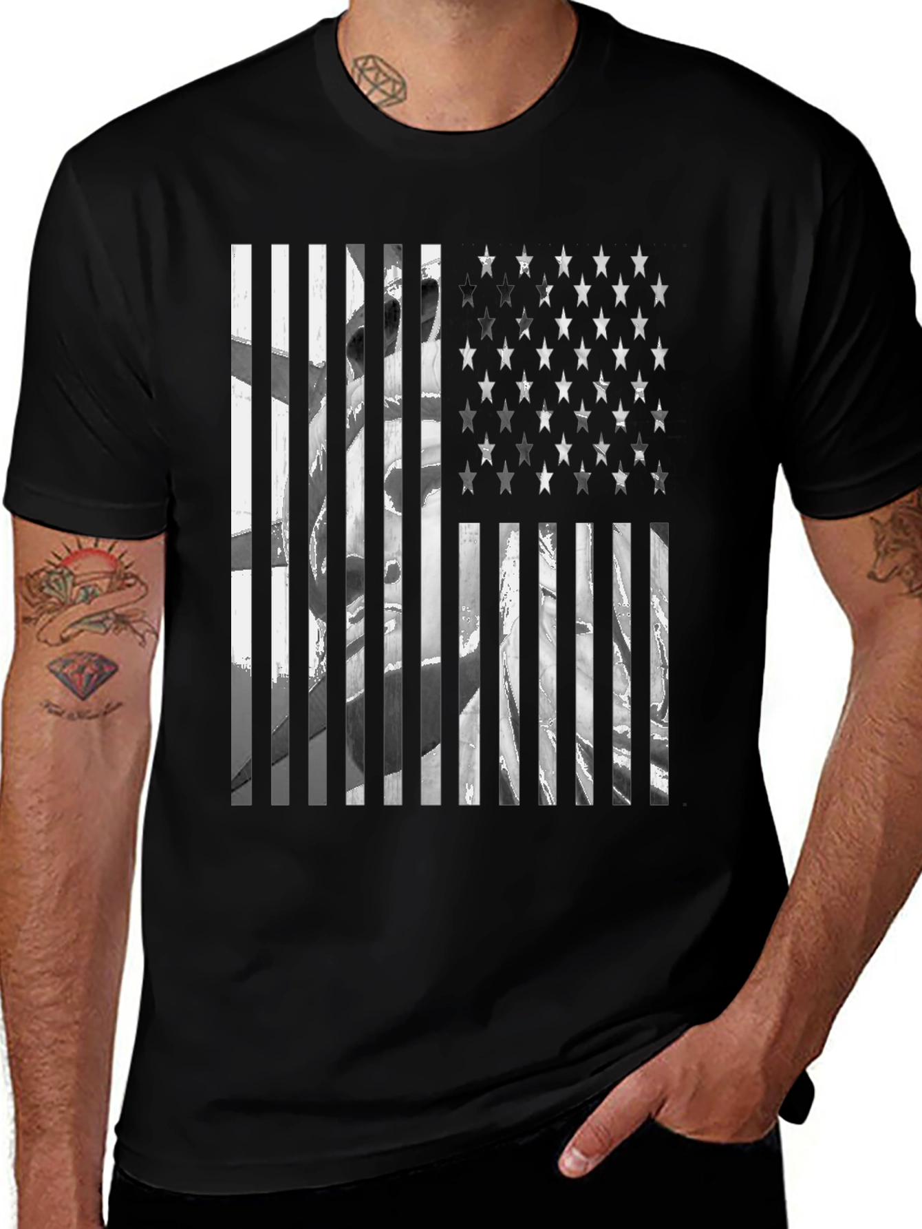 American Flag Statue Graphic Tee