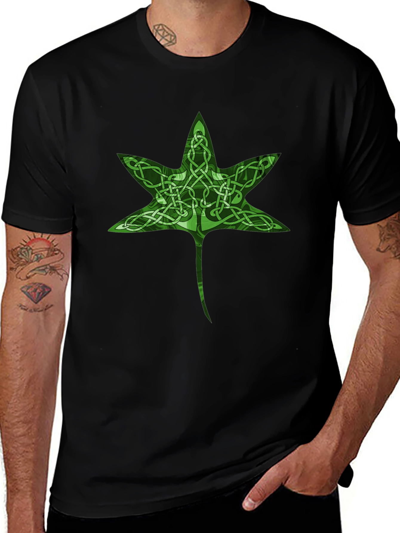 Celtic Knot Leaf Graphic T-Shirt