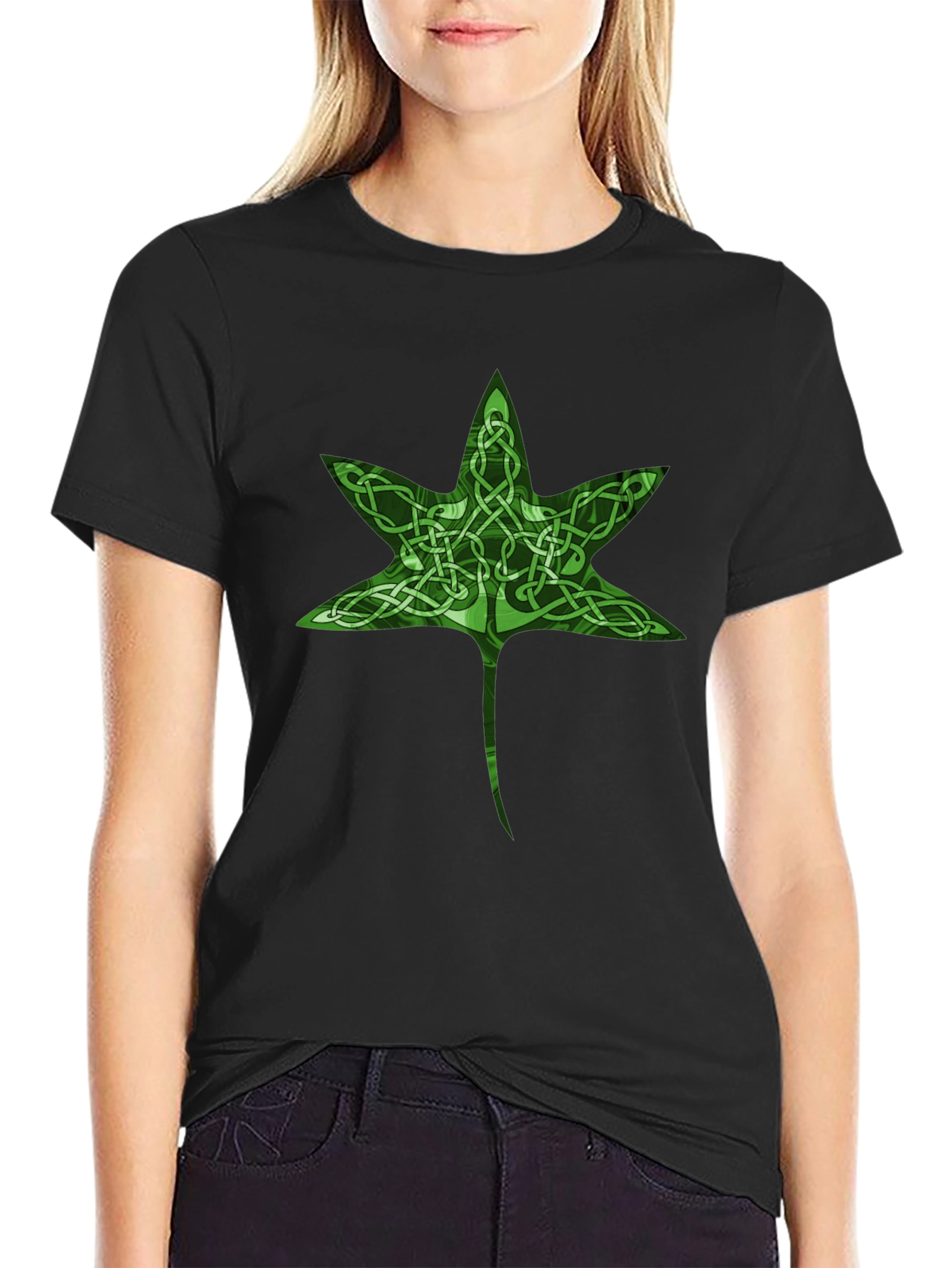 Celtic Knot Leaf Graphic T-Shirt