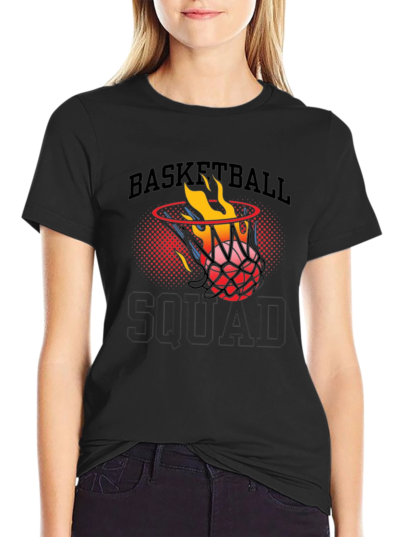 Basketball Squad T-Shirt - Flaming Ball Graphic