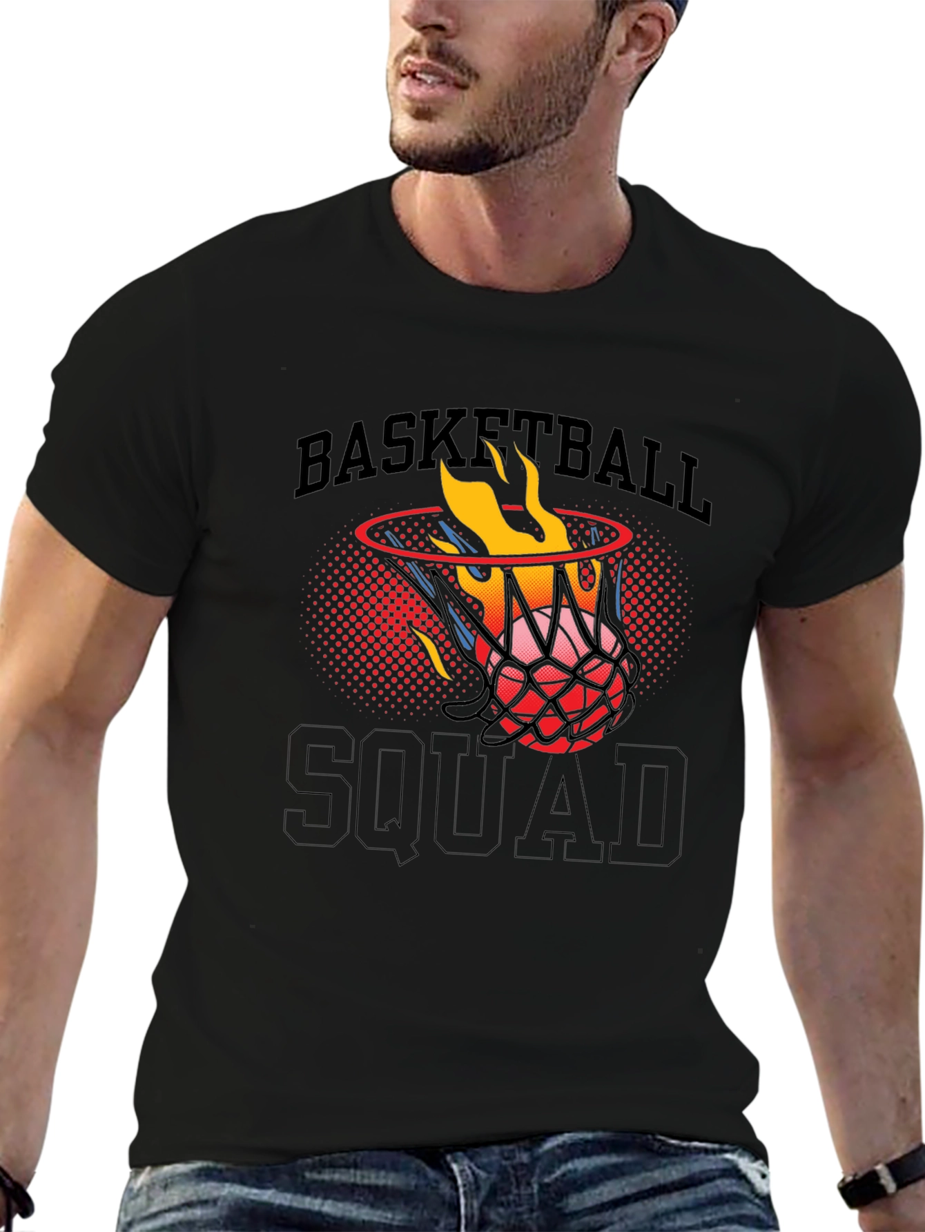 Basketball Squad T-Shirt - Flaming Ball Graphic