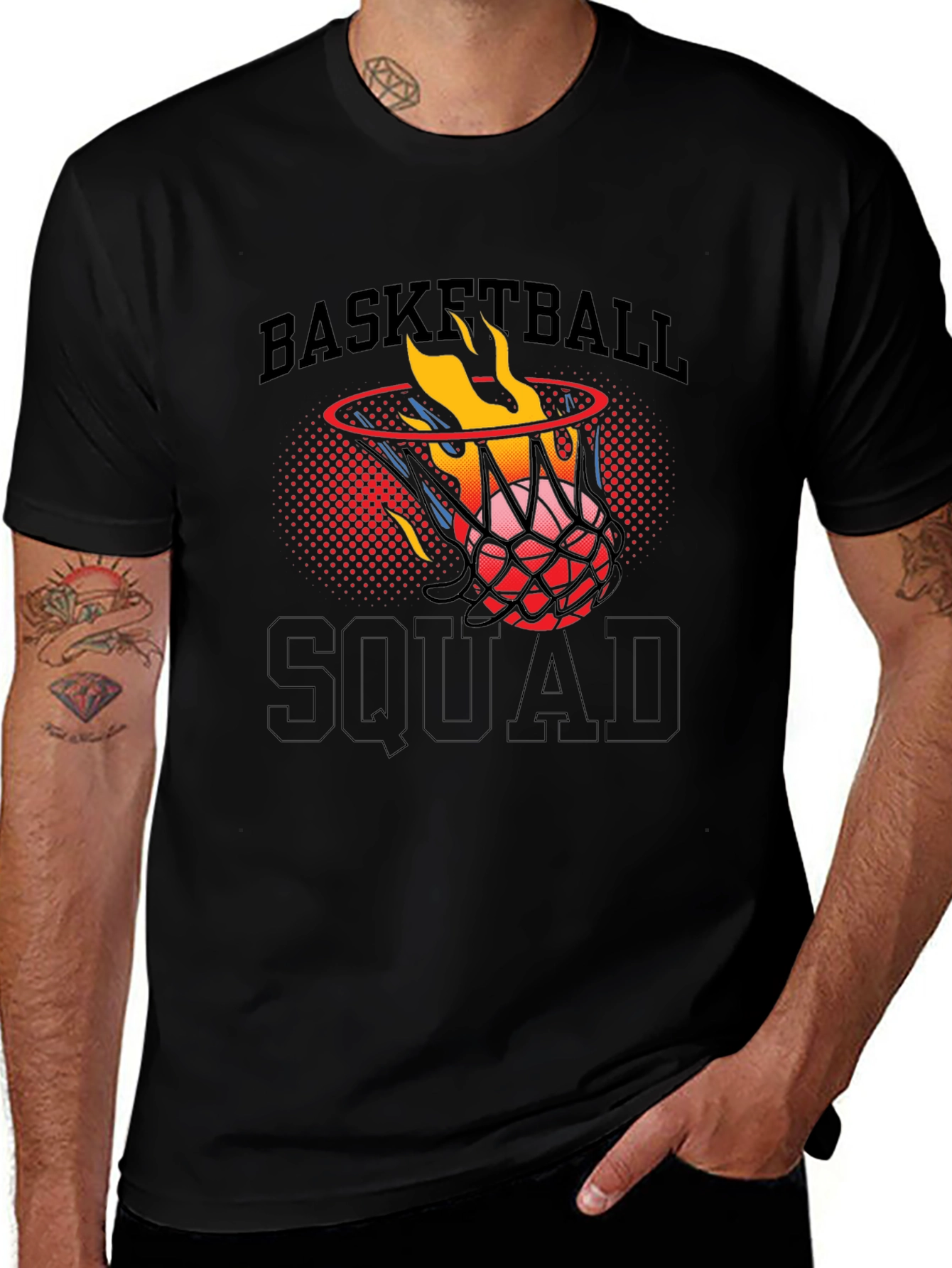Basketball Squad T-Shirt - Flaming Ball Graphic