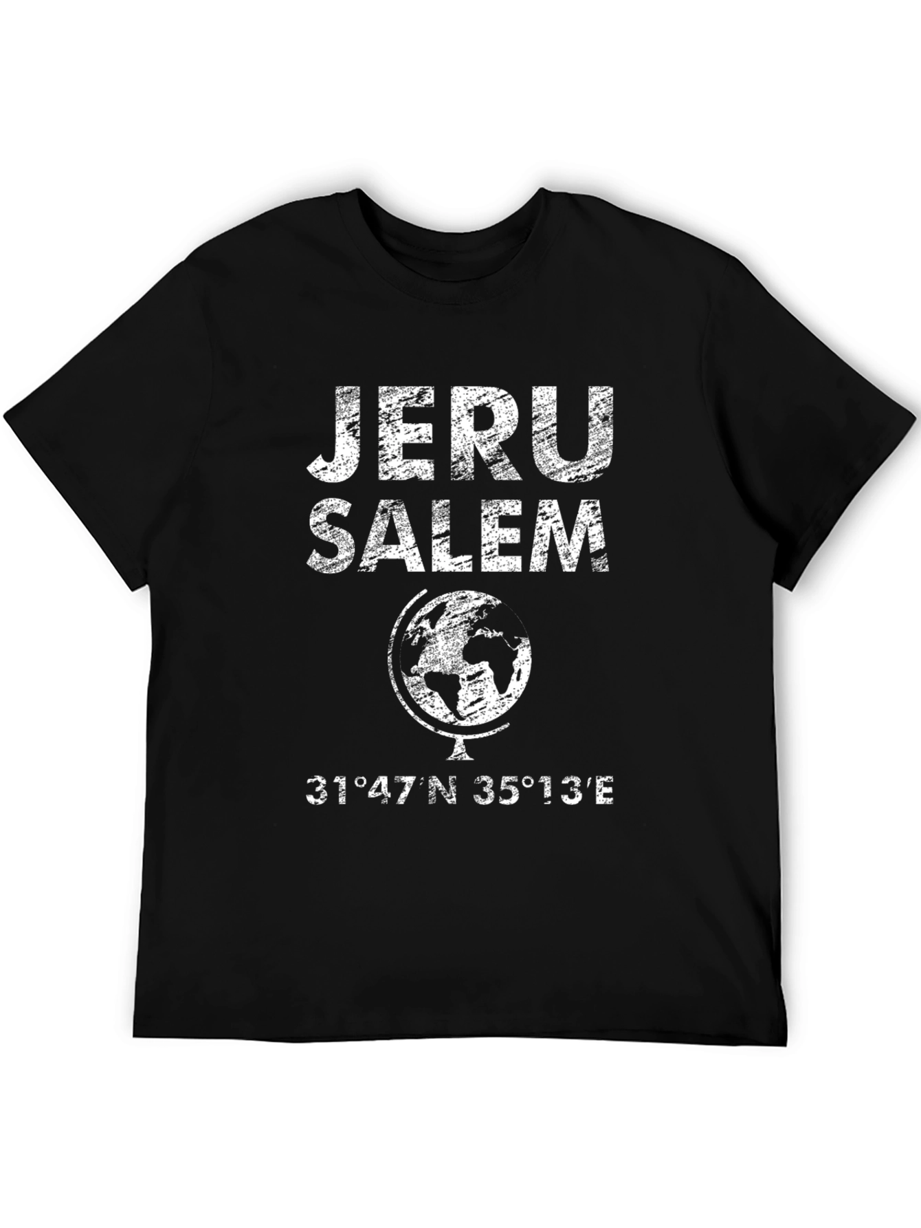 Jerusalem Coordinates Graphic Print Black T-Shirt