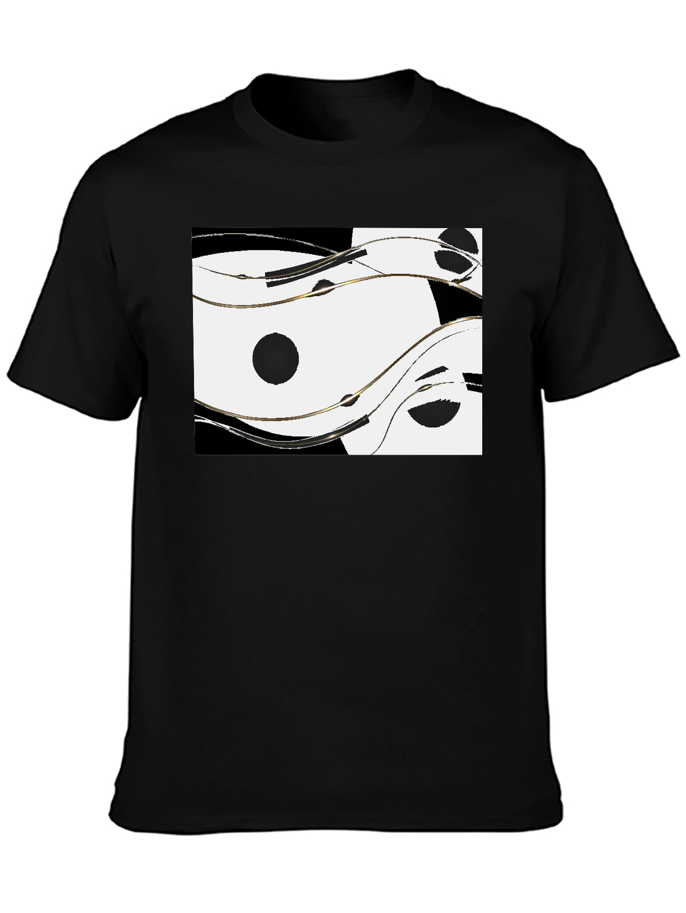 Abstract Yin Yang Style Graphic Tee - Black