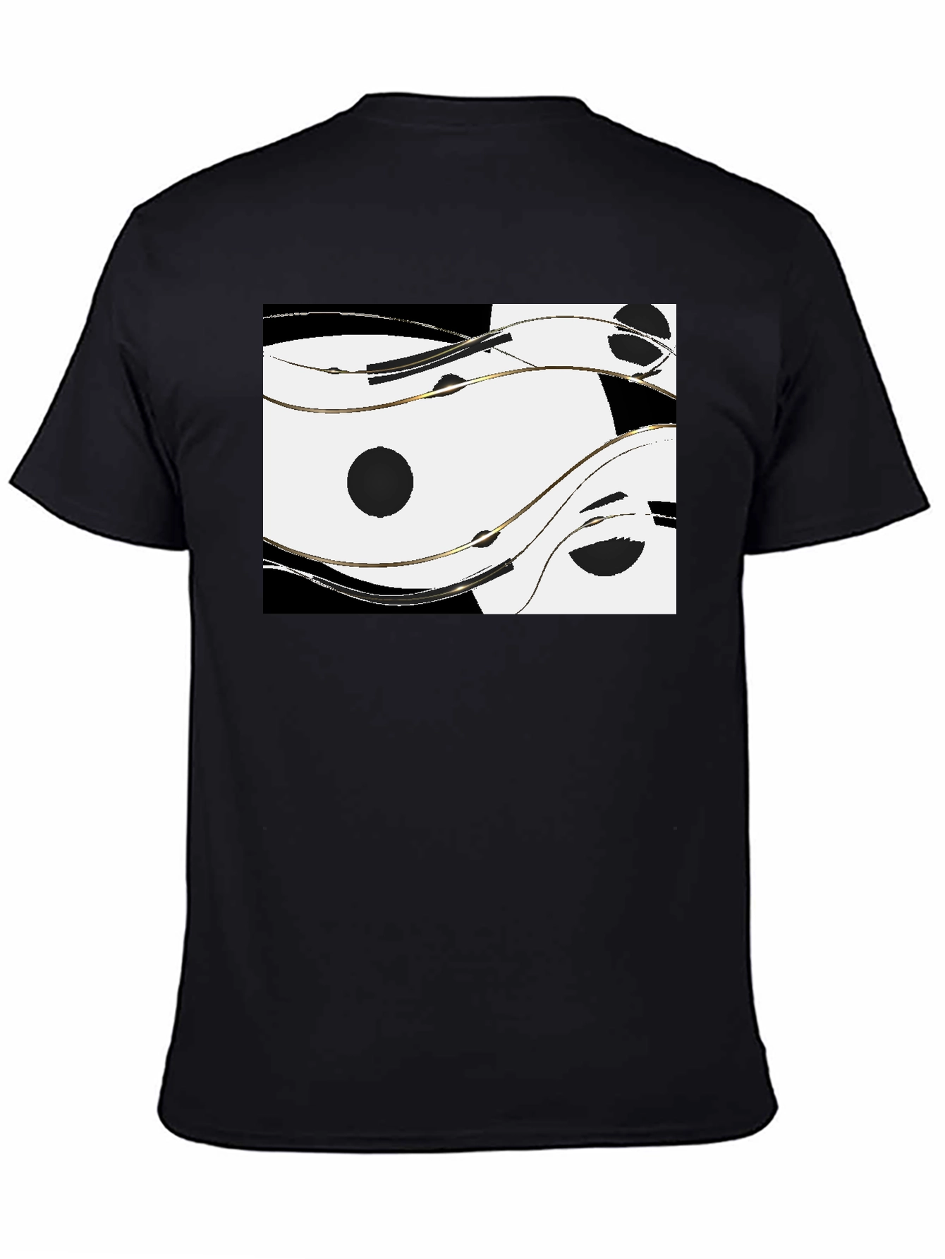 Abstract Yin Yang Style Graphic Tee - Black