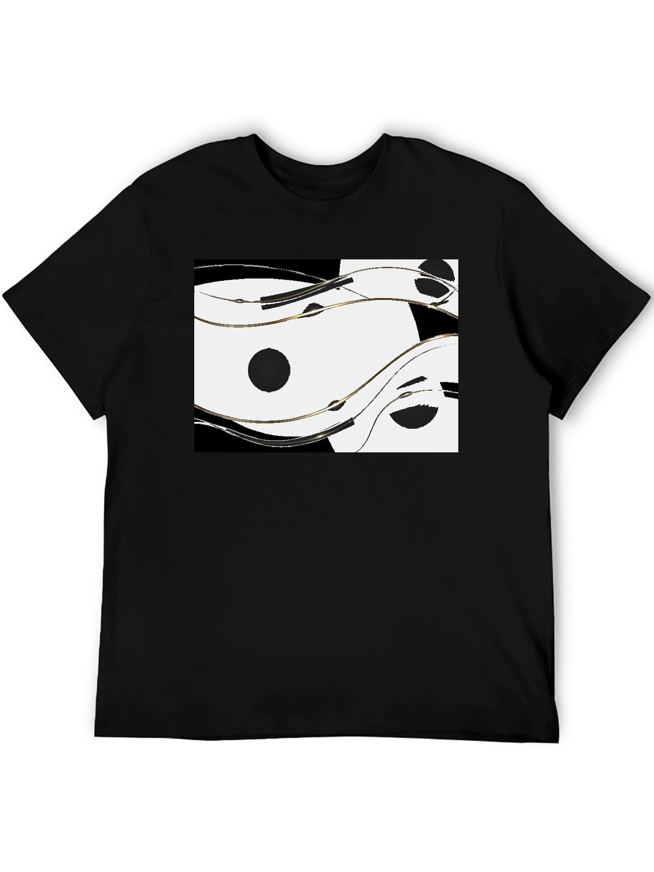 Abstract Yin Yang Style Graphic Tee - Black
