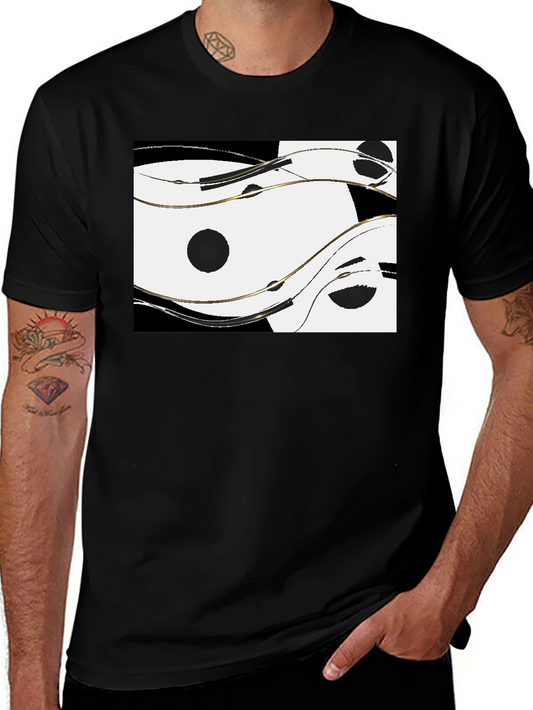Abstract Yin Yang Style Graphic Tee - Black