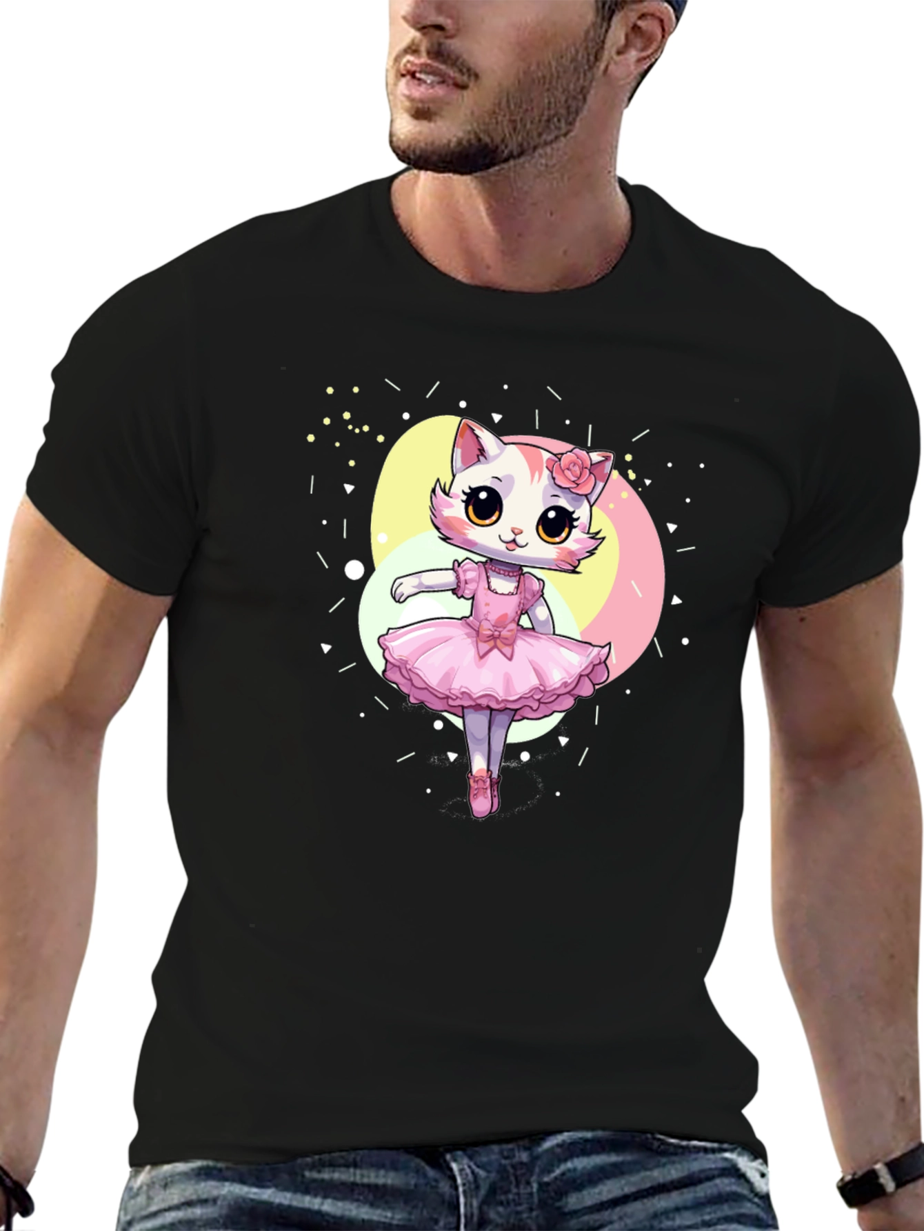Cute Cat Ballerina Graphic T-Shirt