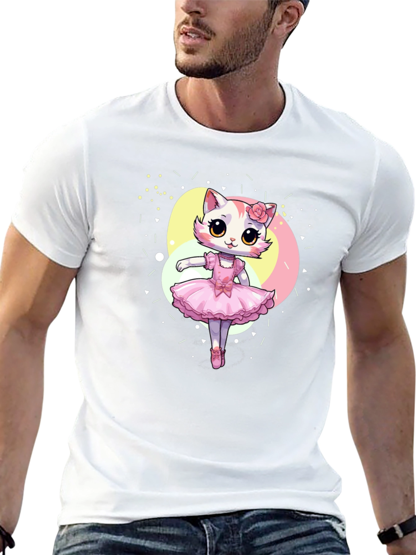 Cute Cat Ballerina Graphic T-Shirt