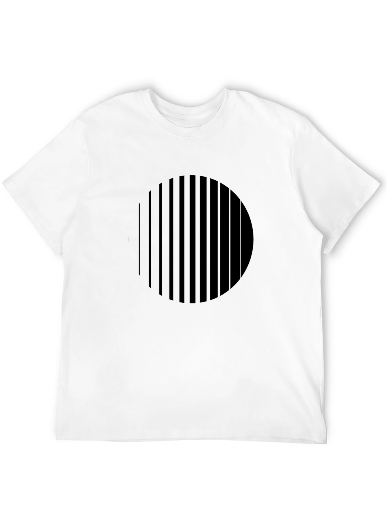 Modern Geometric Stripe Circle Black T-Shirt