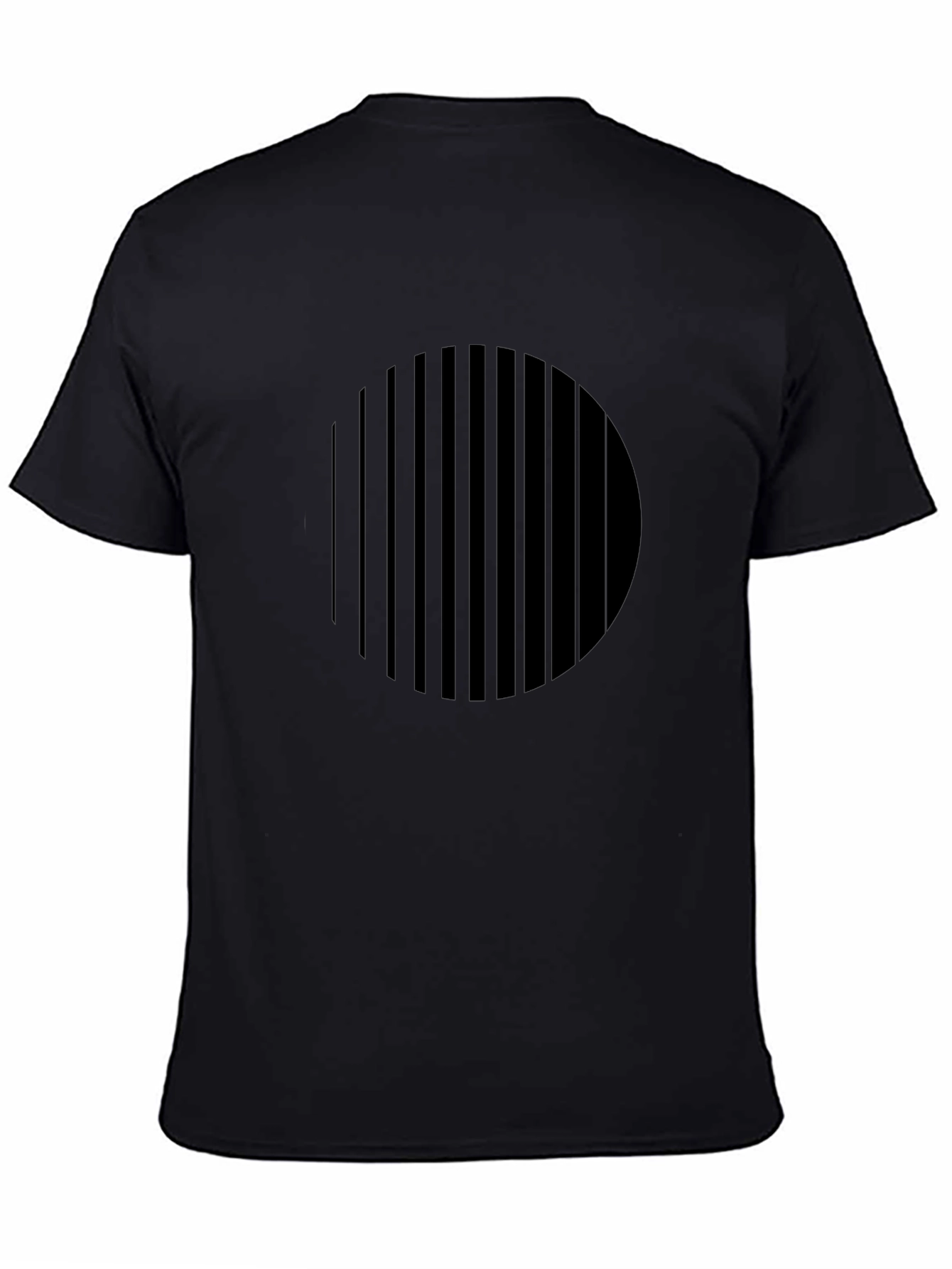 Modern Geometric Stripe Circle Black T-Shirt