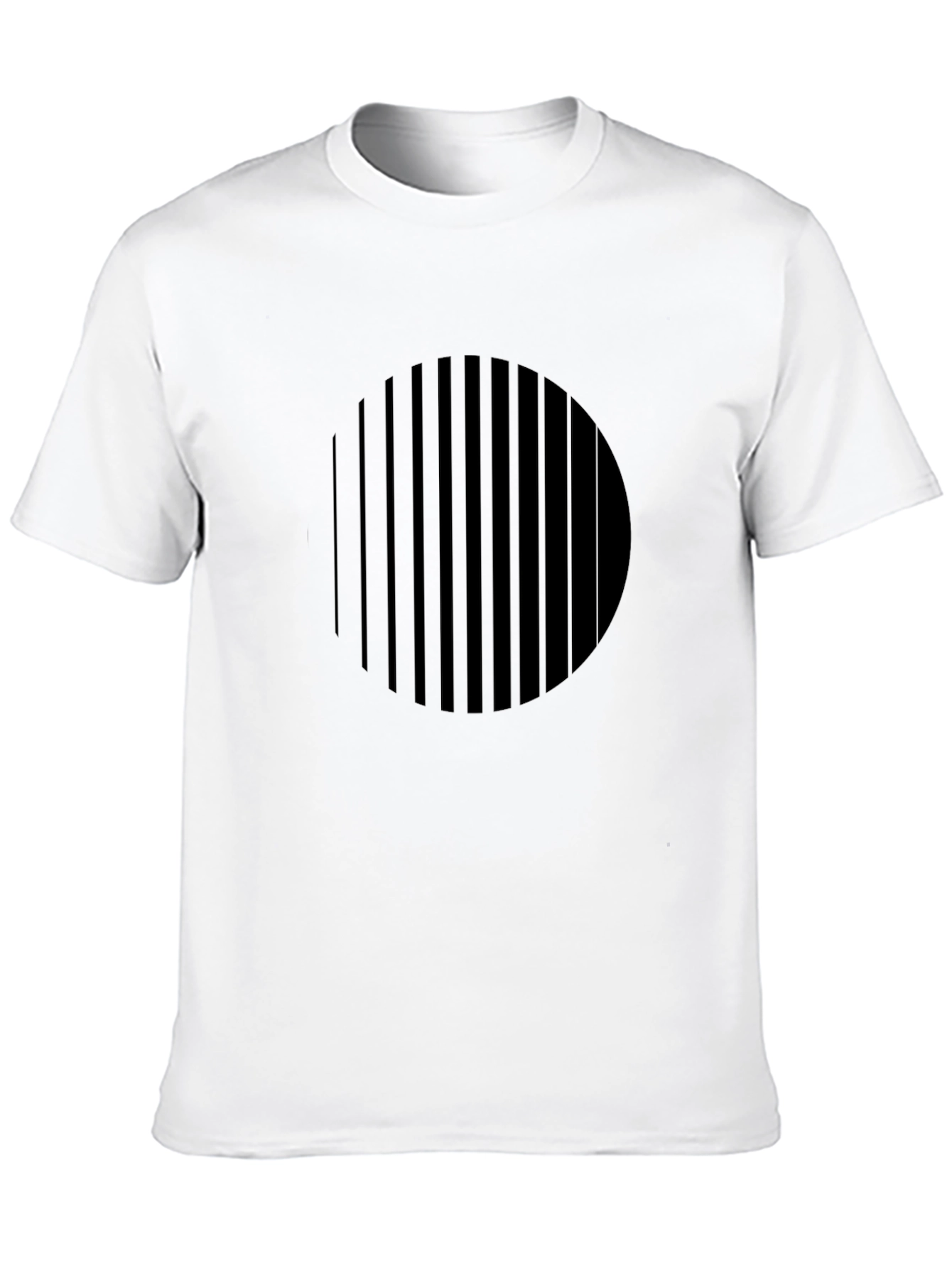 Modern Geometric Stripe Circle Black T-Shirt