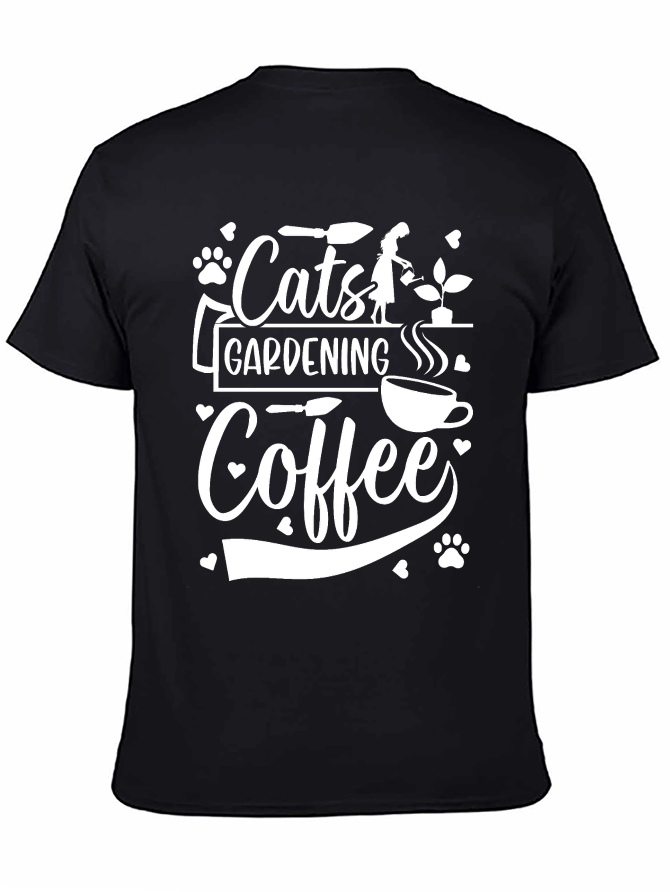 Cats Gardening Coffee Black Graphic Tee