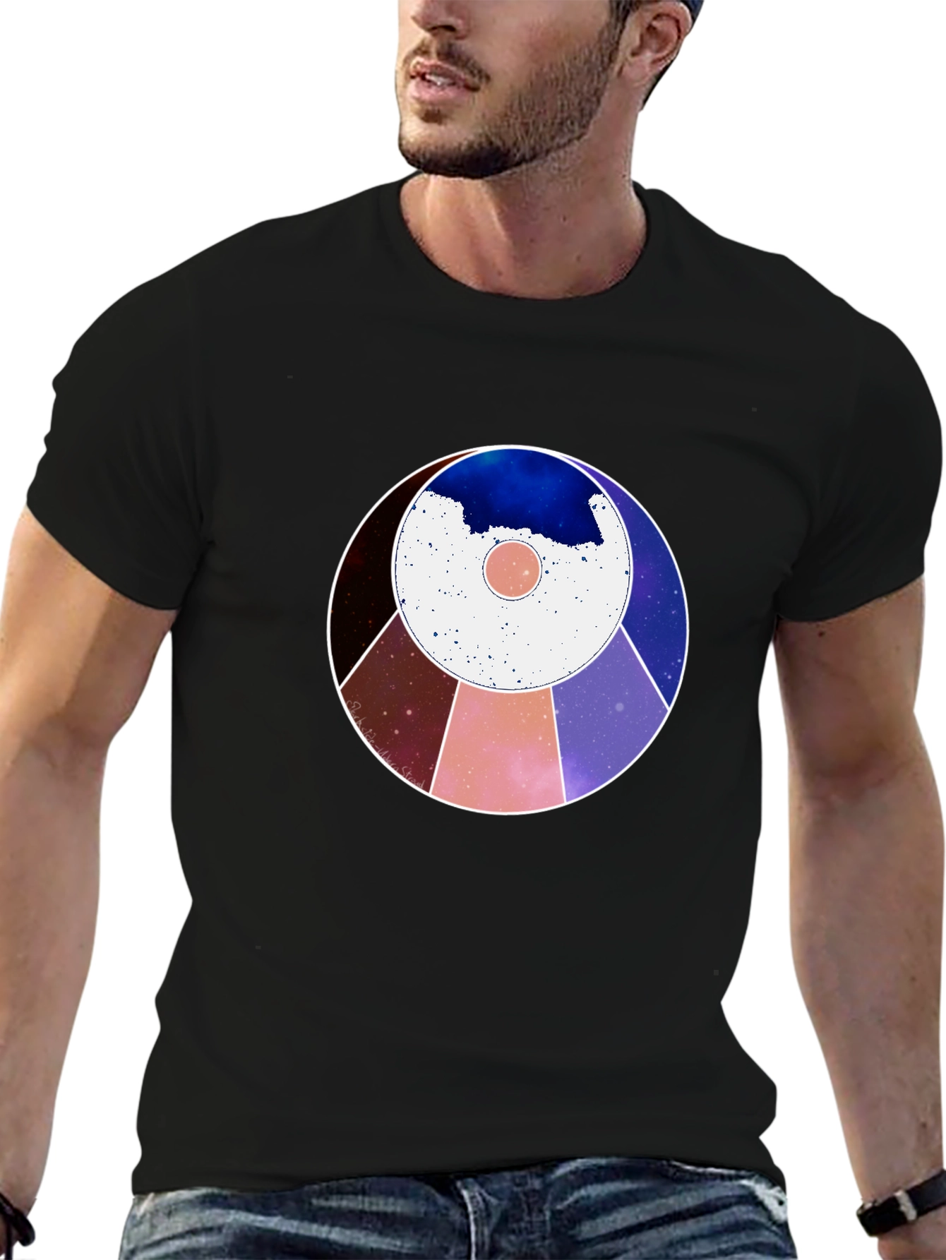 Cosmic Circle Graphic Tee - Modern Abstract Design