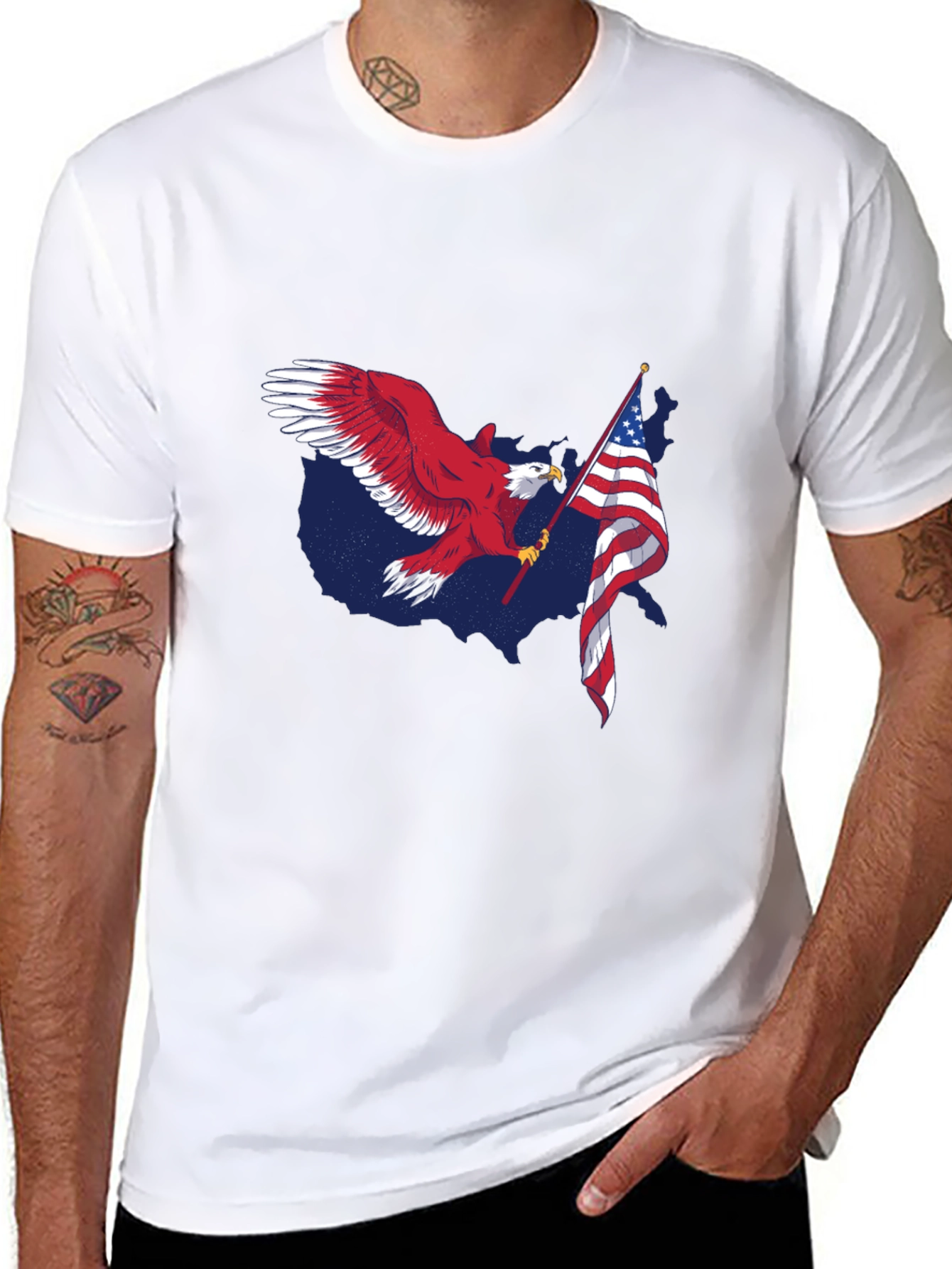 USA Eagle Flag Patriotic Graphic Tee