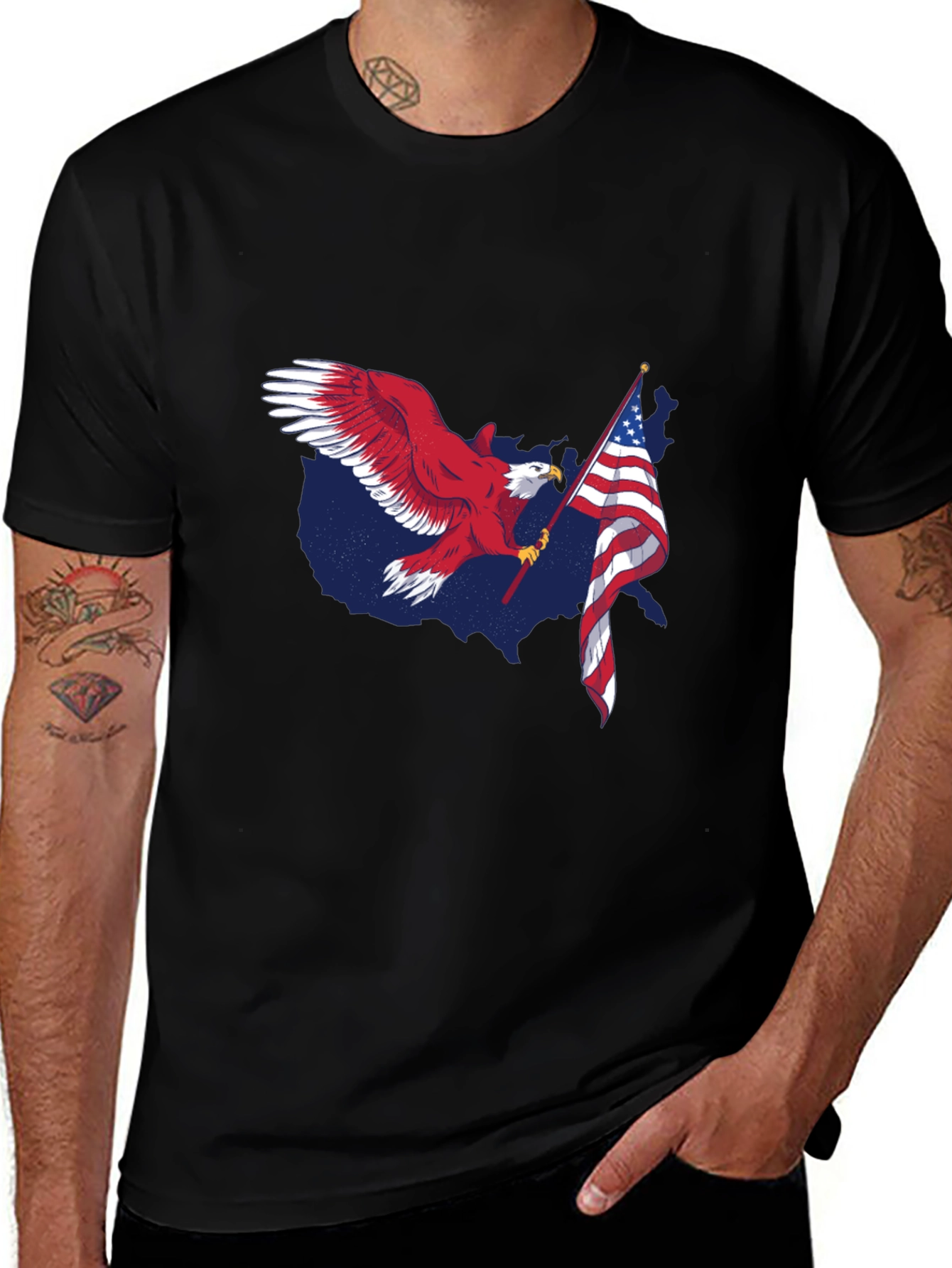 USA Eagle Flag Patriotic Graphic Tee