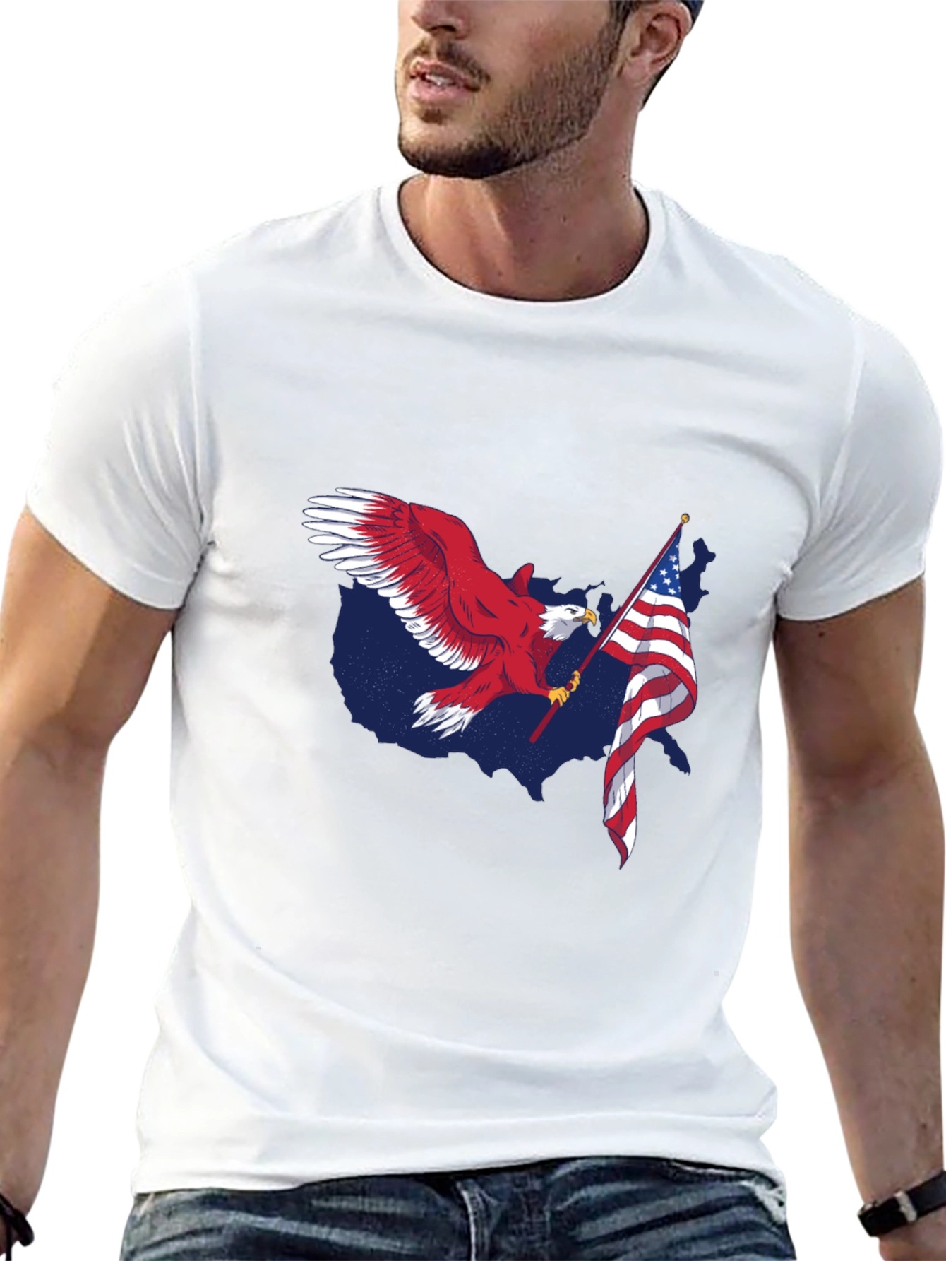 USA Eagle Flag Patriotic Graphic Tee