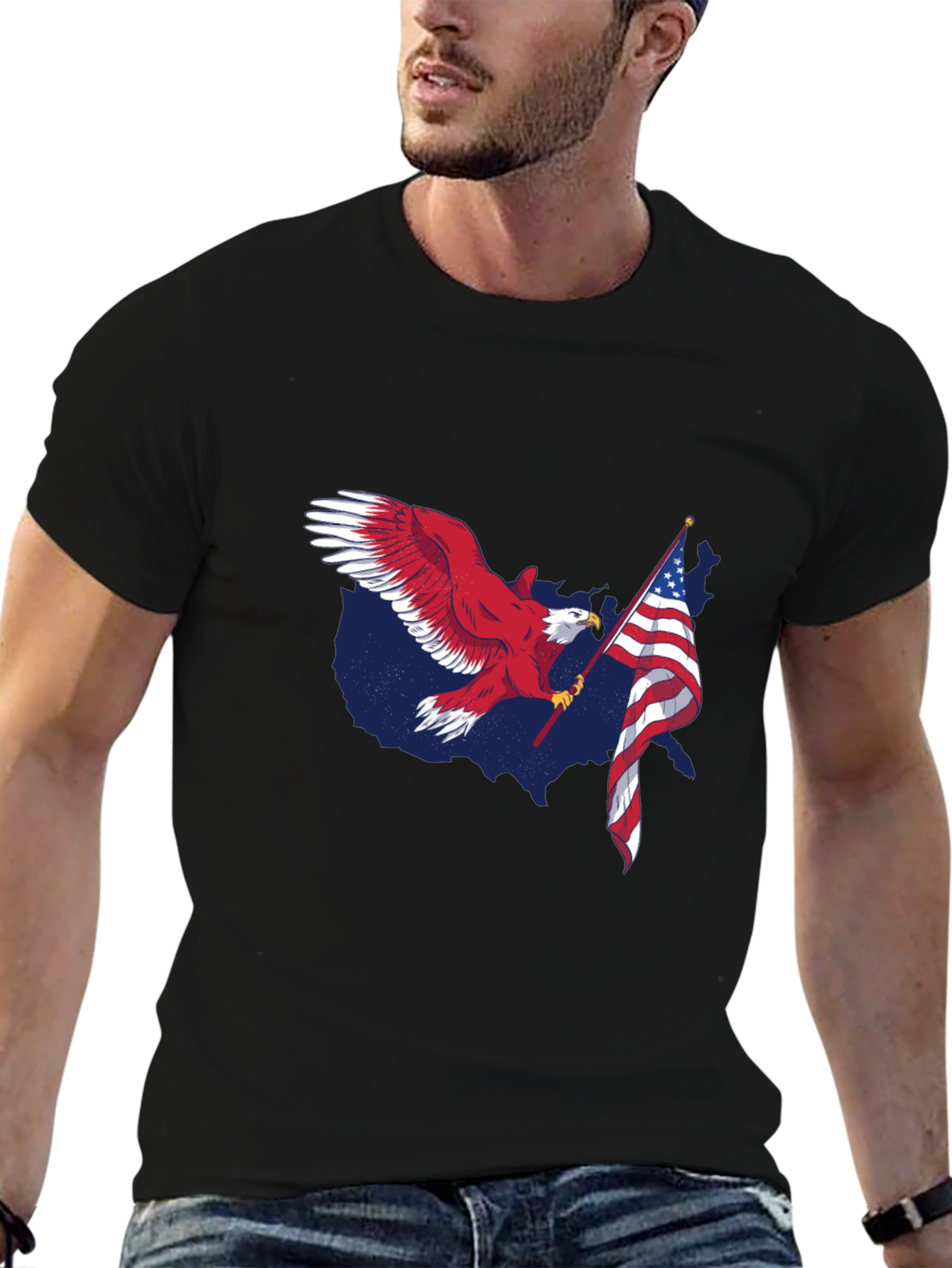 USA Eagle Flag Patriotic Graphic Tee