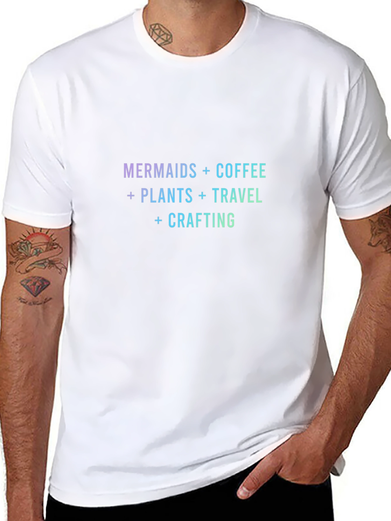 Mermaids Coffee Plants Travel Crafting T-Shirt