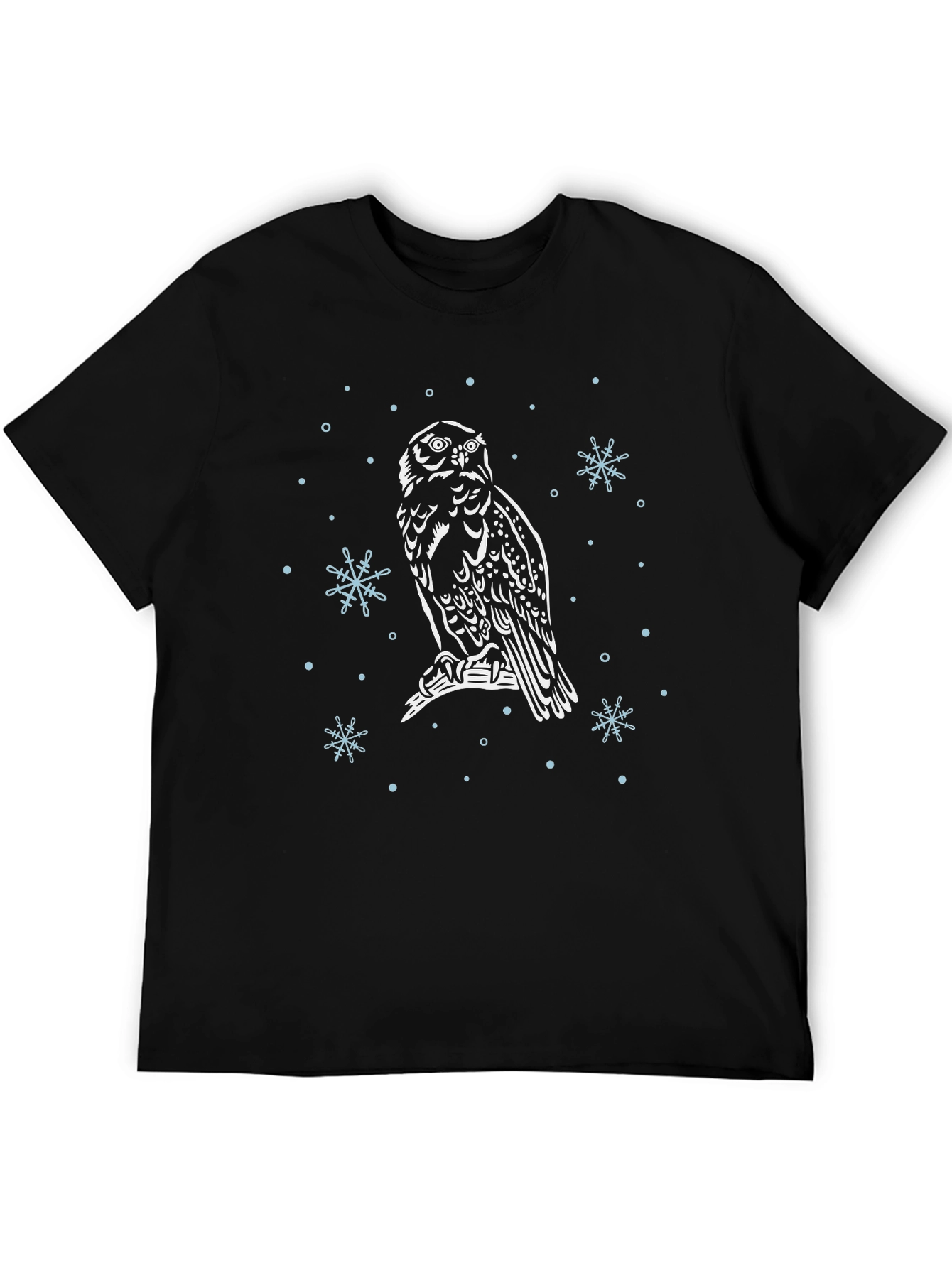 Owl Snowflake Graphic Black T-Shirt