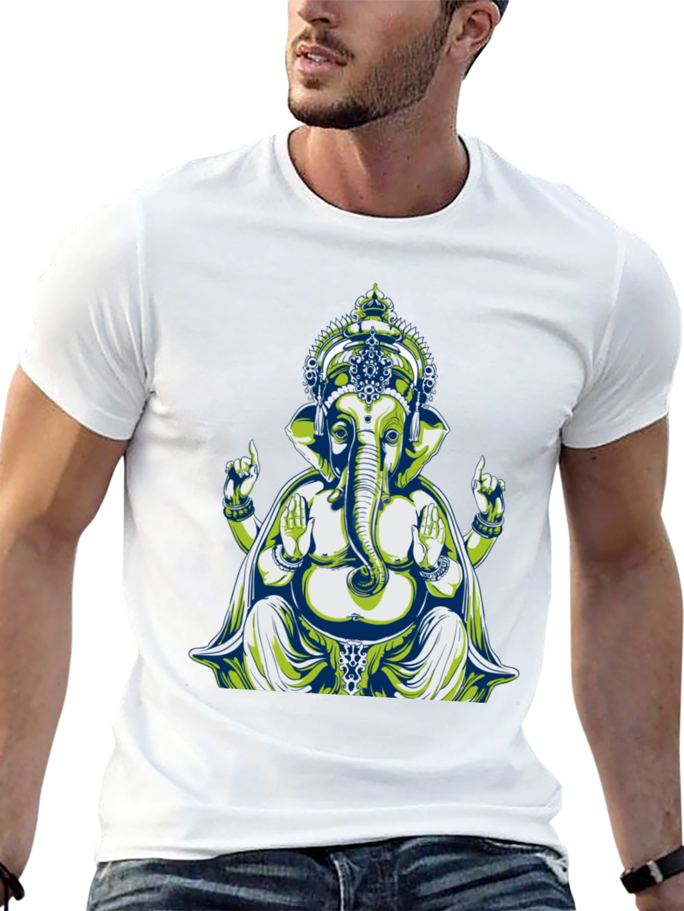 Ganesh Graphic Tee - Spiritual Design Cotton Blend