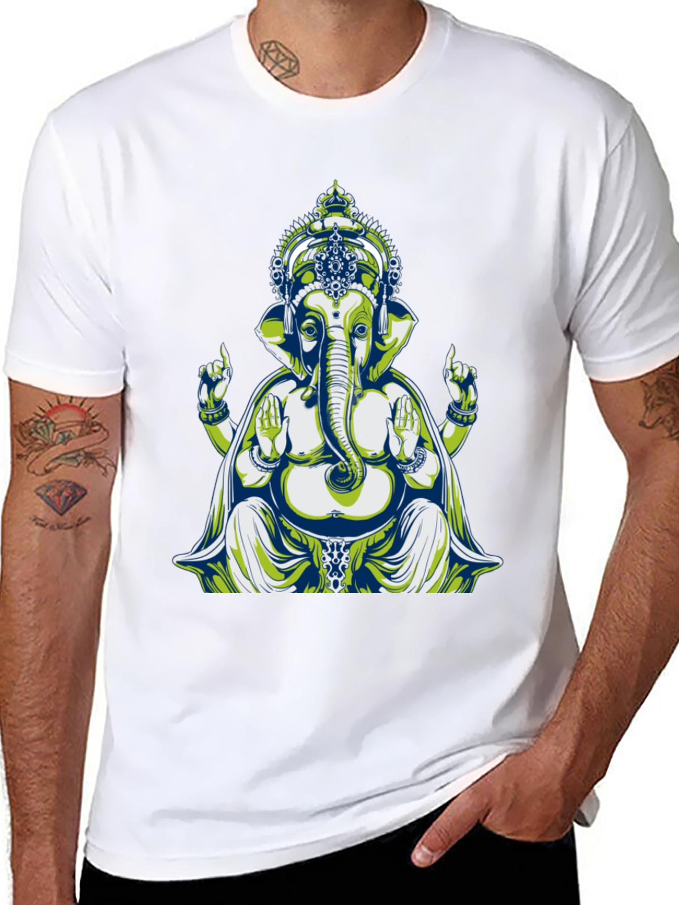 Ganesh Graphic Tee - Spiritual Design Cotton Blend