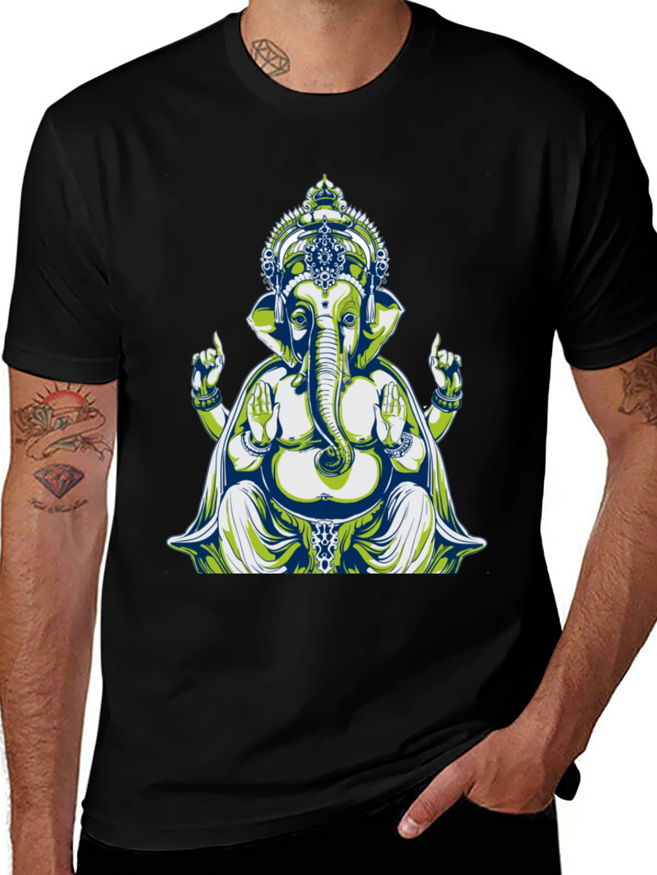 Ganesh Graphic Tee - Spiritual Design Cotton Blend