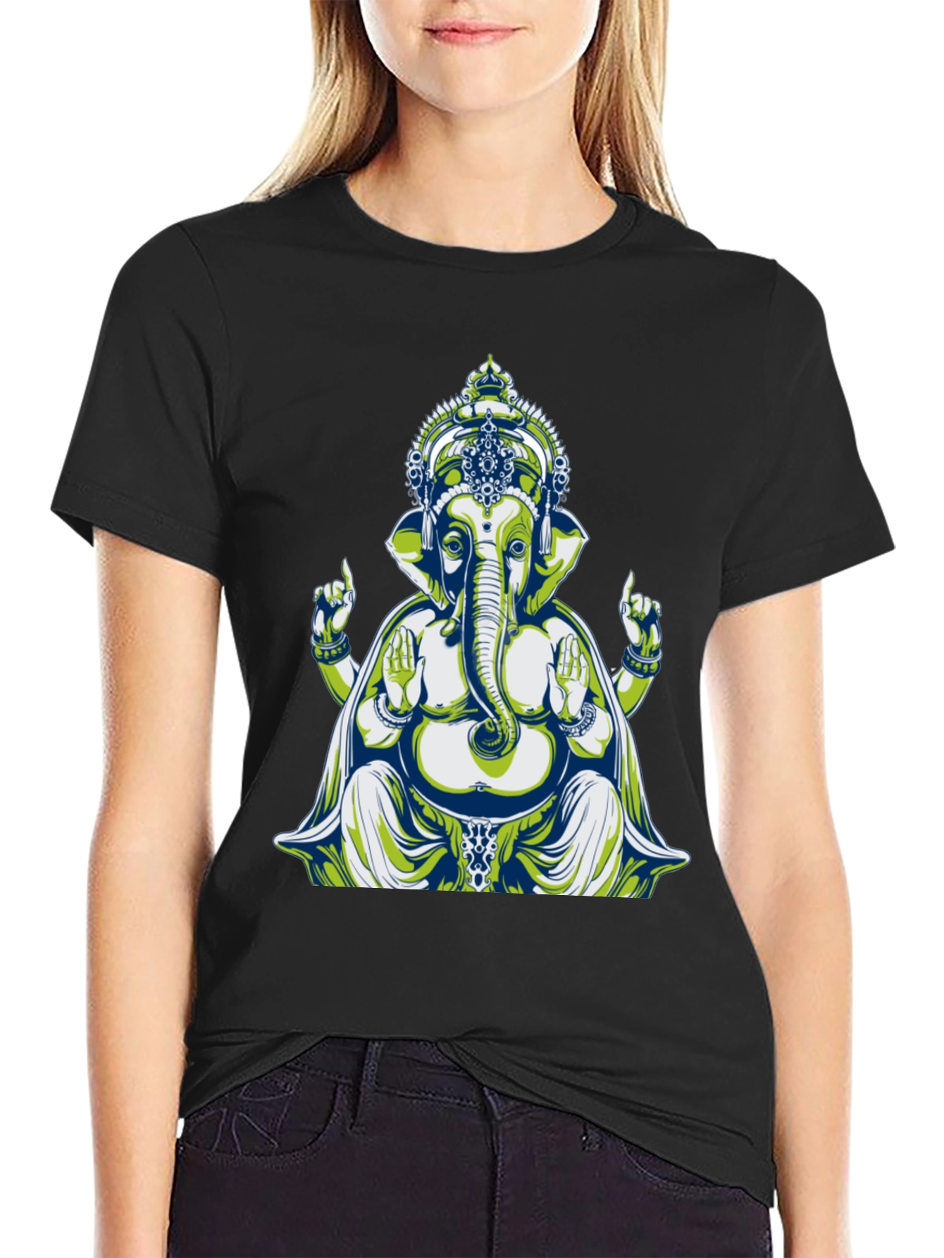 Ganesh Graphic Tee - Spiritual Design Cotton Blend