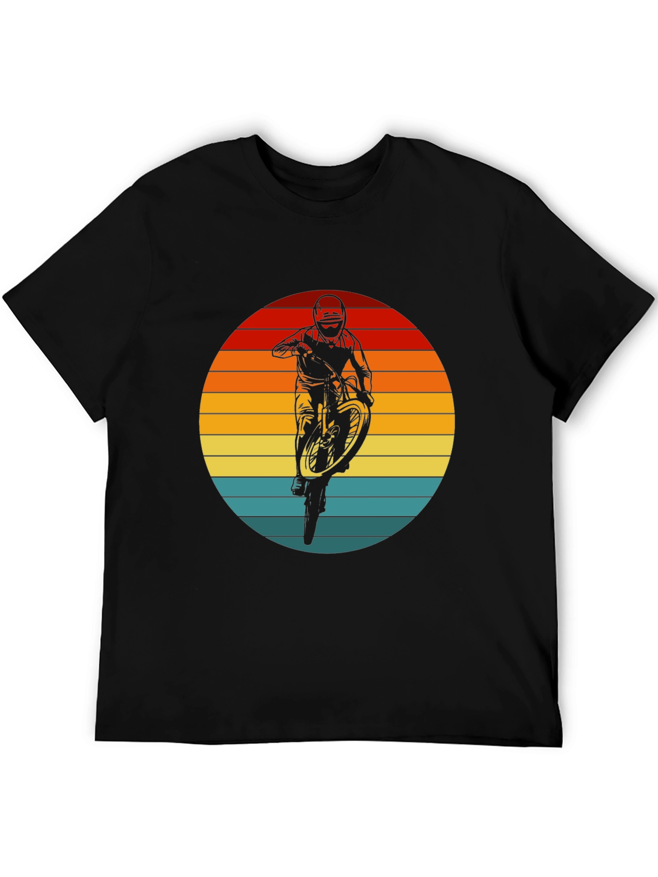 Sunset Mountain Bike Rider Graphic Tee - Black