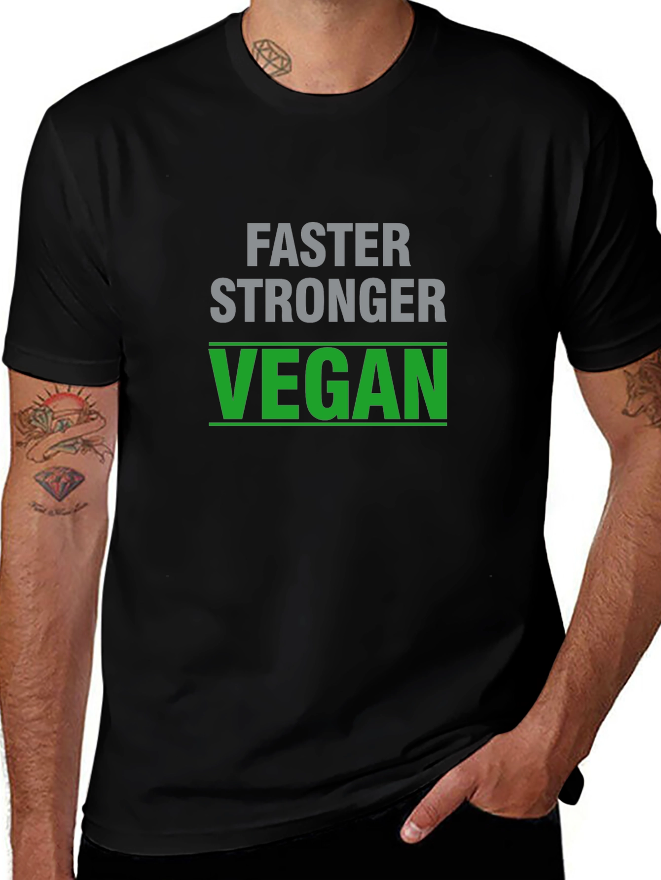Faster Stronger Vegan T-Shirt - Black
