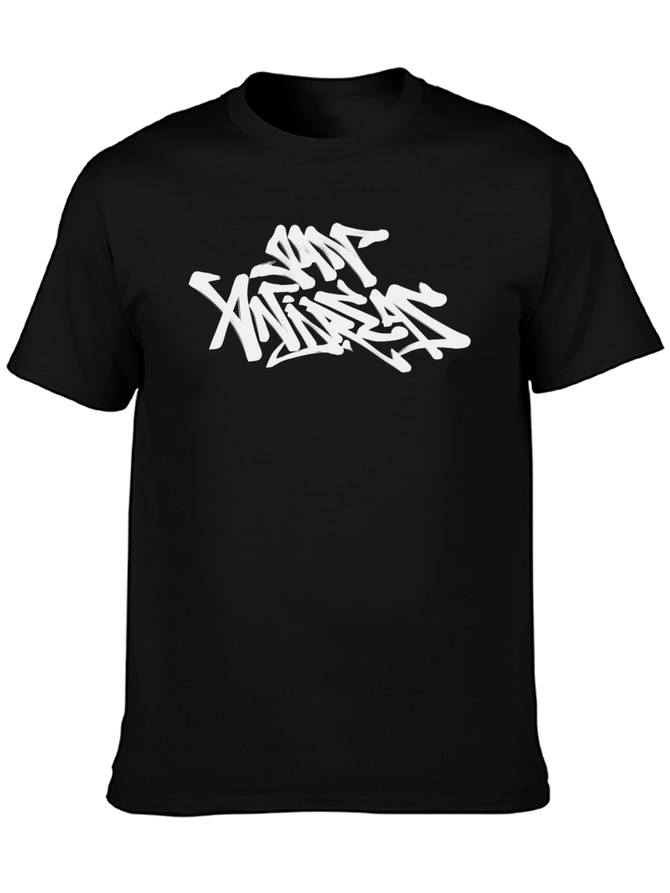 Black T-Shirt with Graffiti-Style Graphic