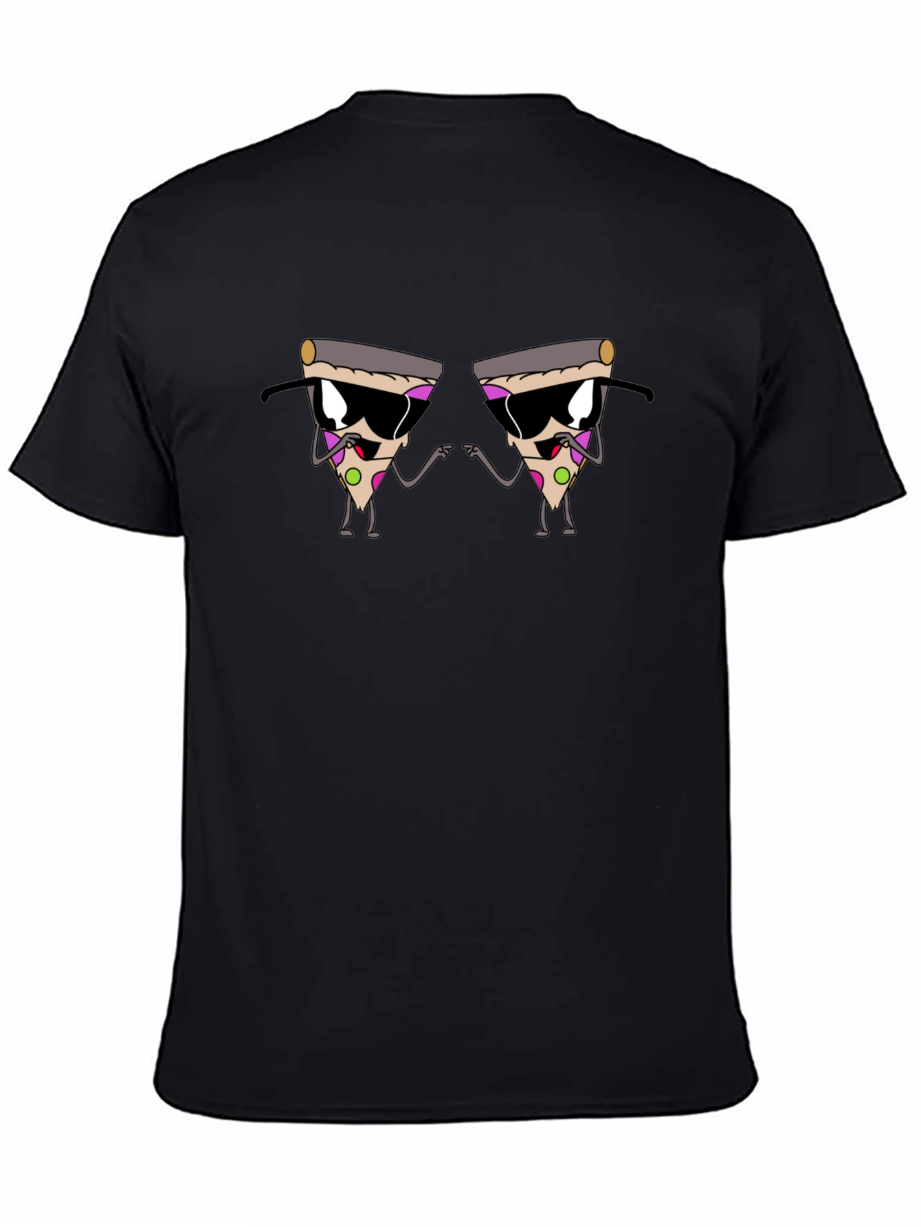 Cool Pizza Slice Graphic Tee - Black Cotton T-Shirt
