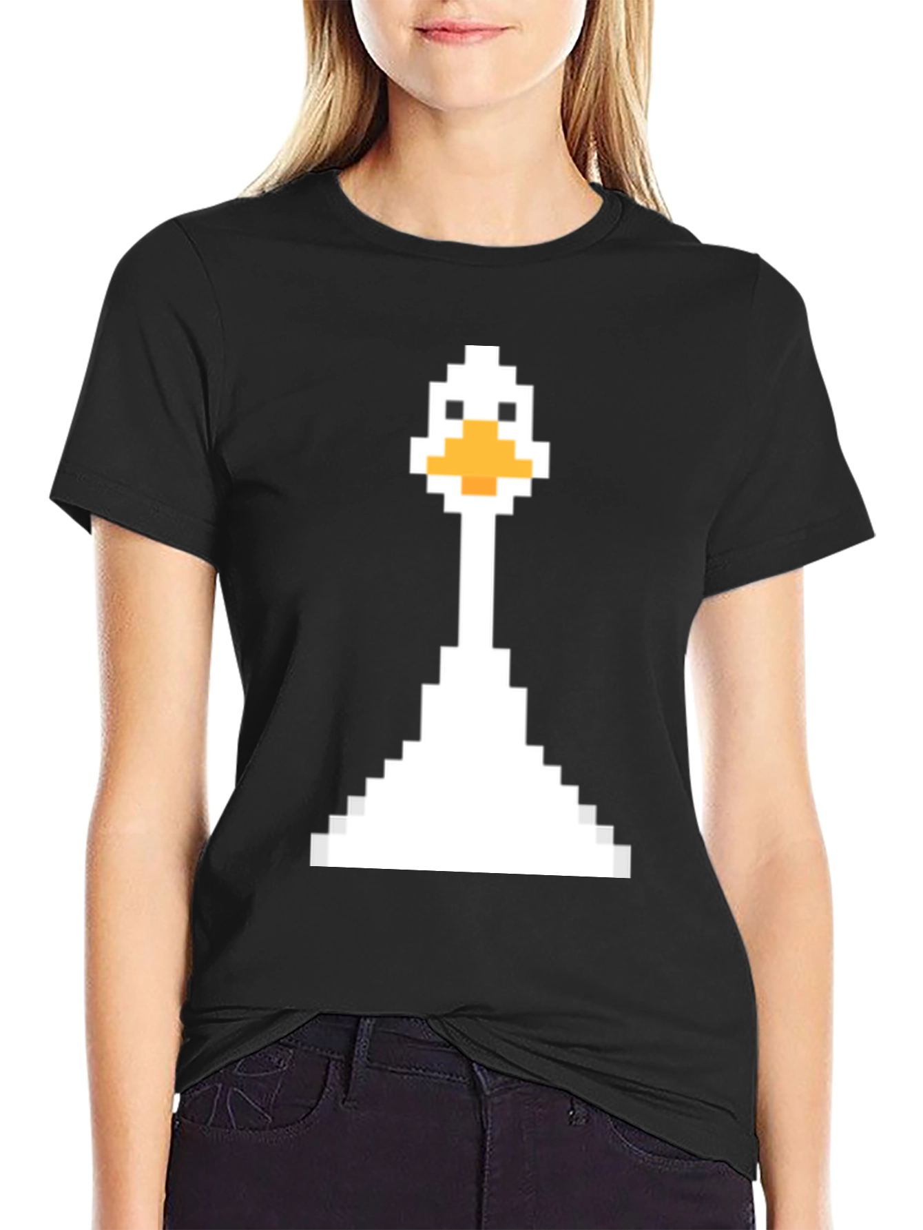 Pixel Goose Black T-Shirt - Retro Gaming Style