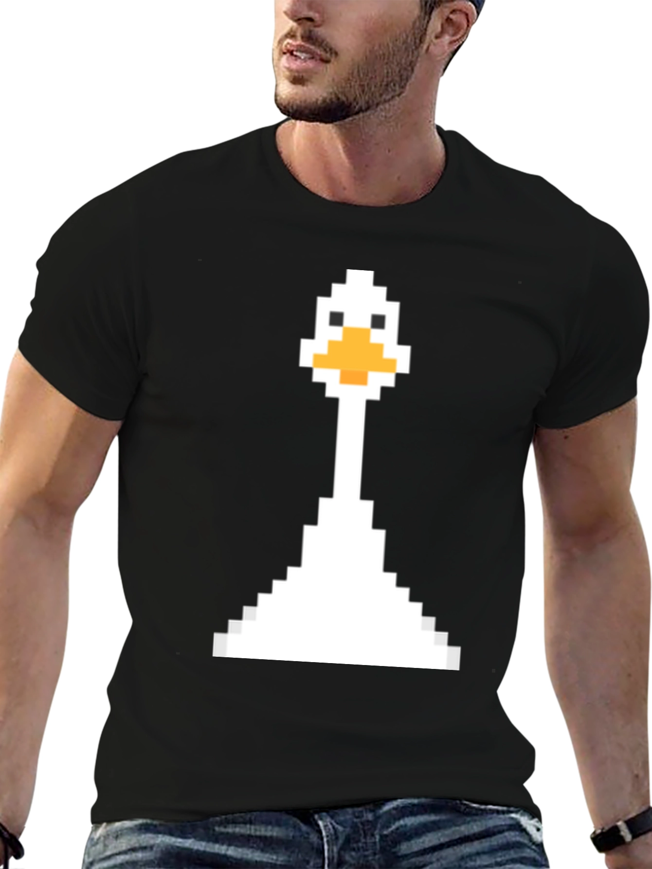 Pixel Goose Black T-Shirt - Retro Gaming Style