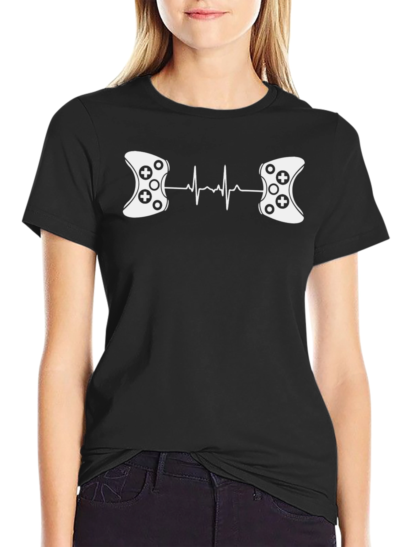 Gamer Heartbeat T-Shirt - Black Cotton Gaming Tee