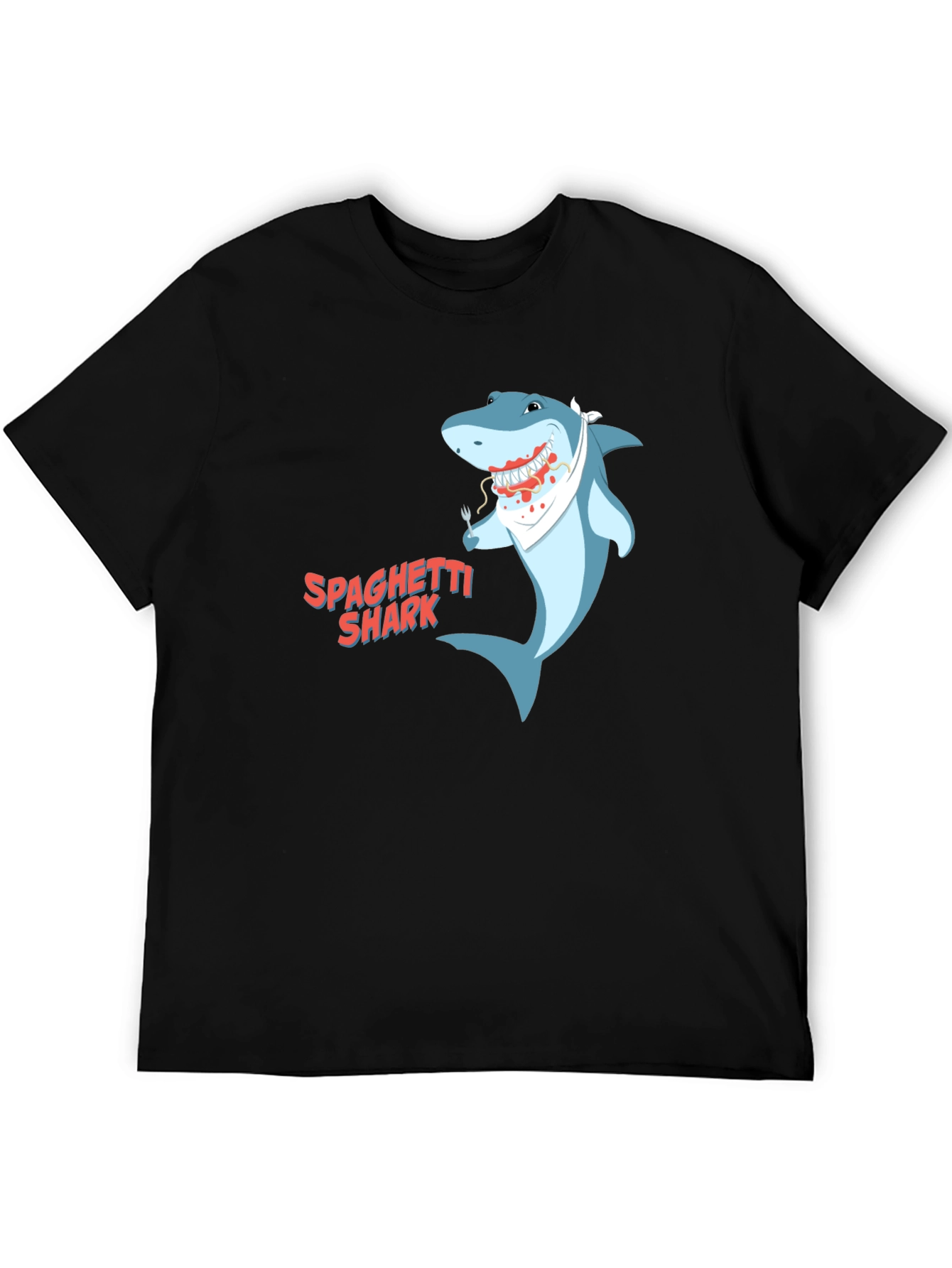 Spaghetti Shark Graphic Tee - Funny Cartoon Shirt