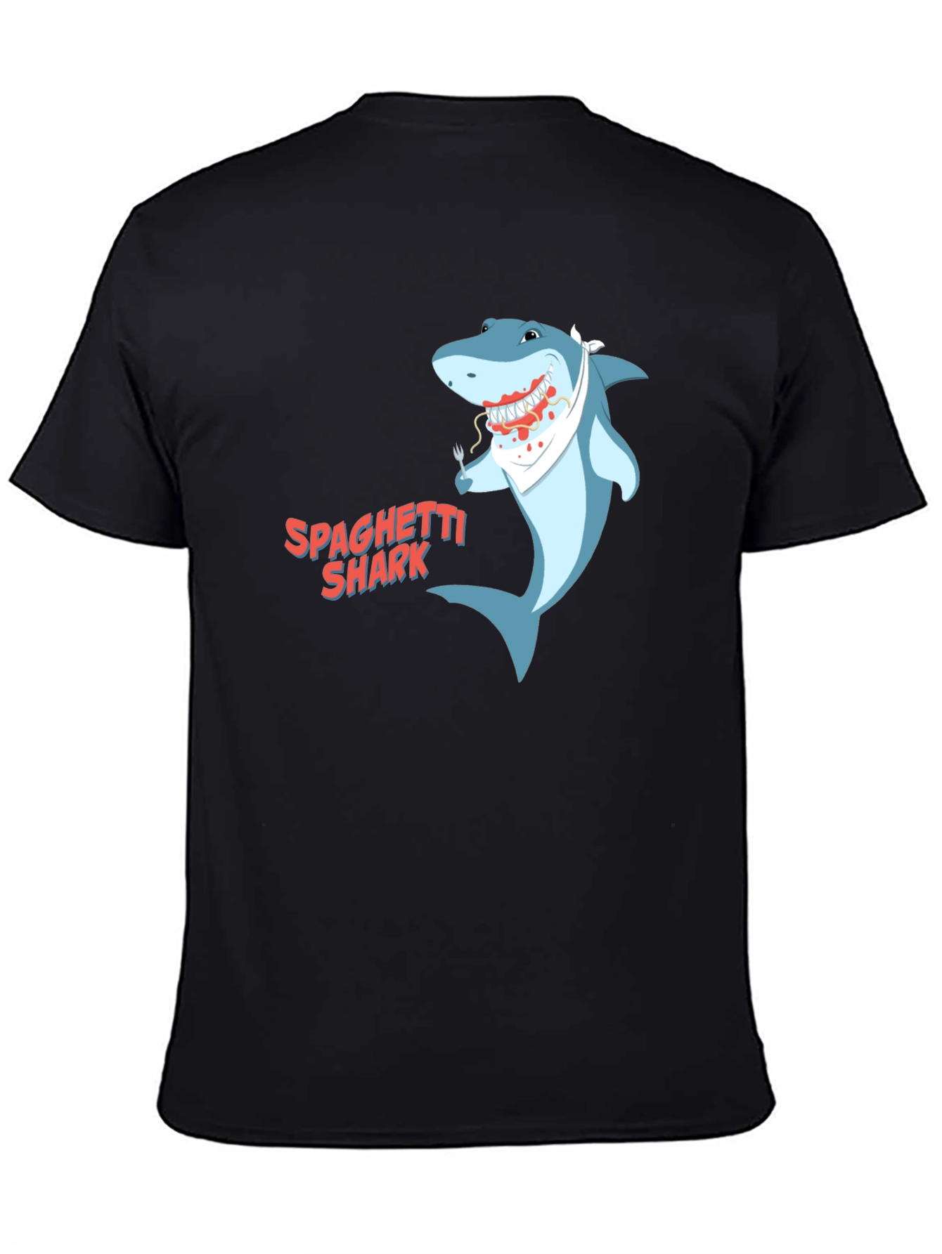 Spaghetti Shark Graphic Tee - Funny Cartoon Shirt