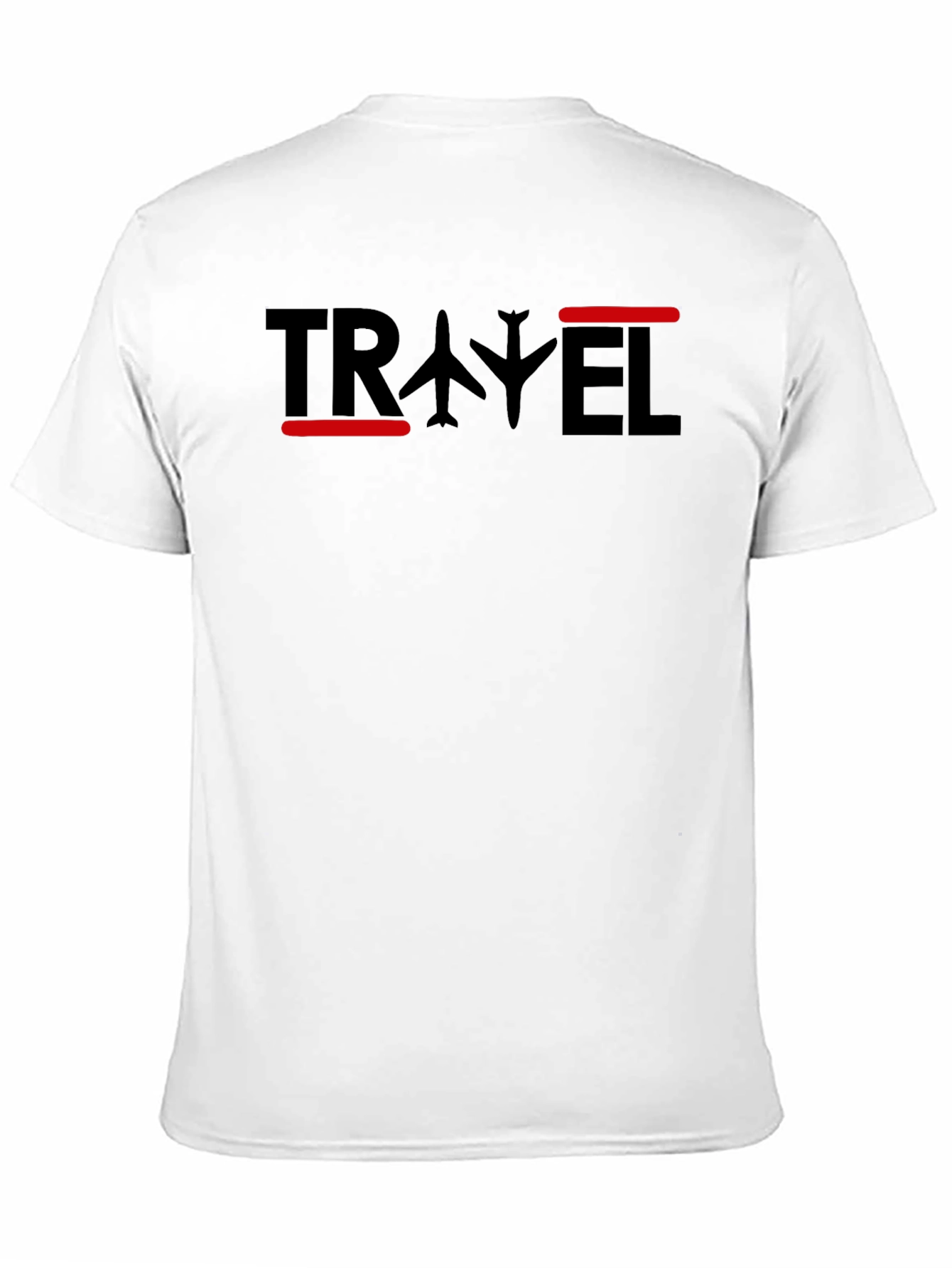 Travel Airplane Graphic T-Shirt - Black Crew Neck Tee