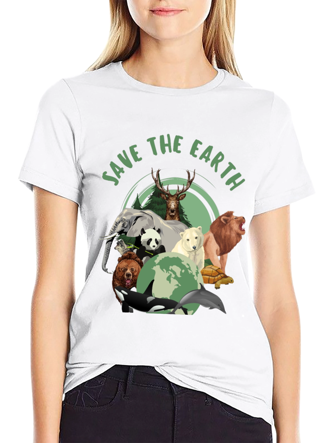 Save The Earth Animal Graphic T-Shirt