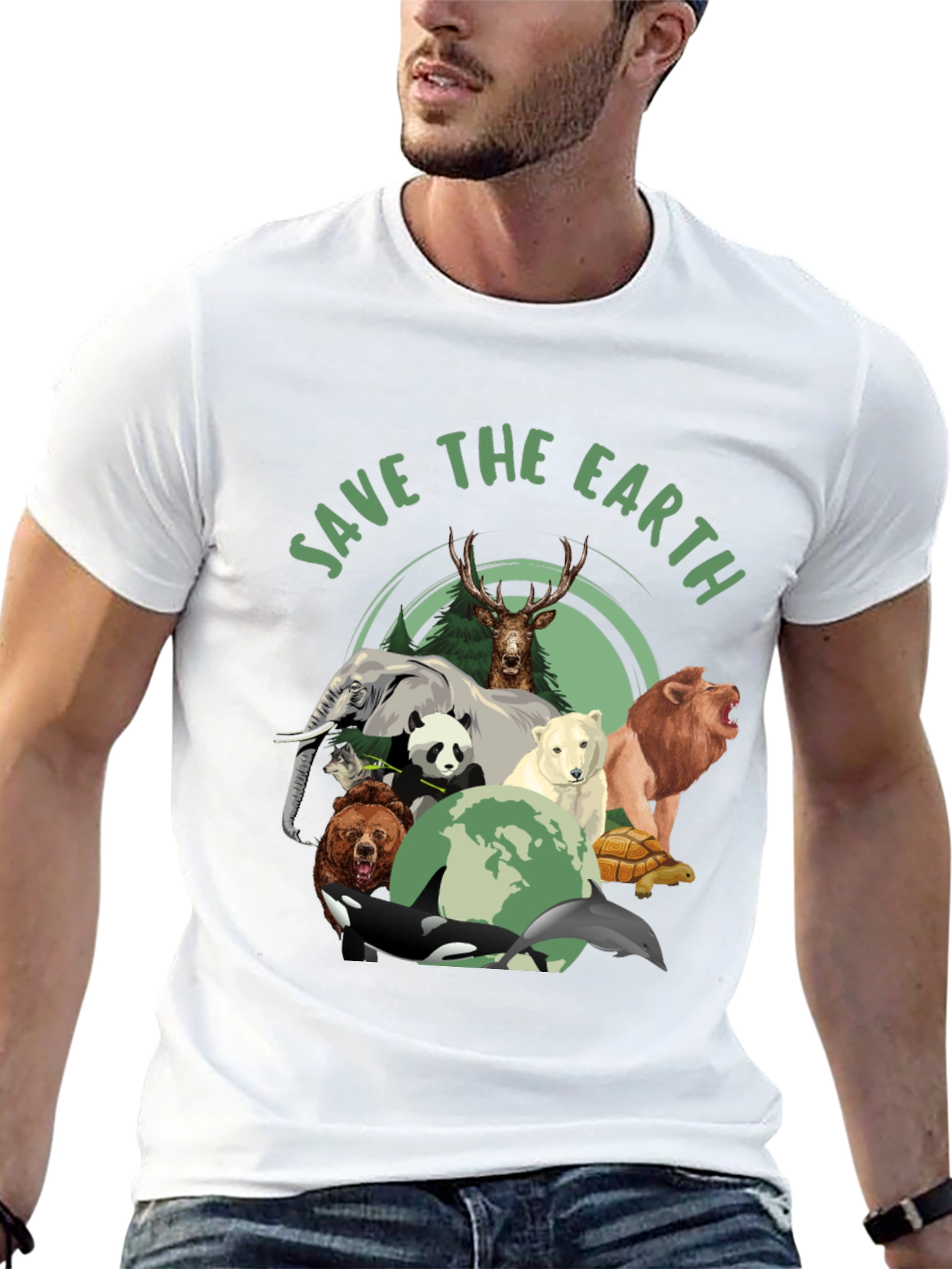 Save The Earth Animal Graphic T-Shirt