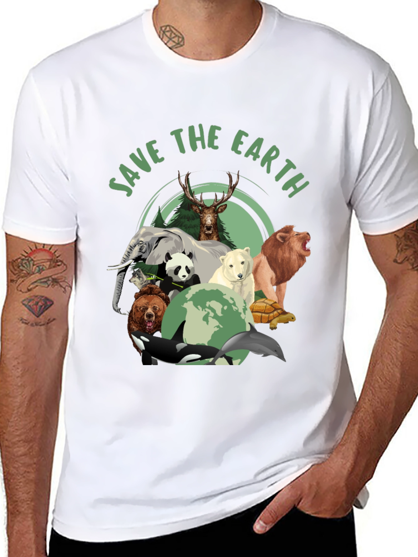Save The Earth Animal Graphic T-Shirt