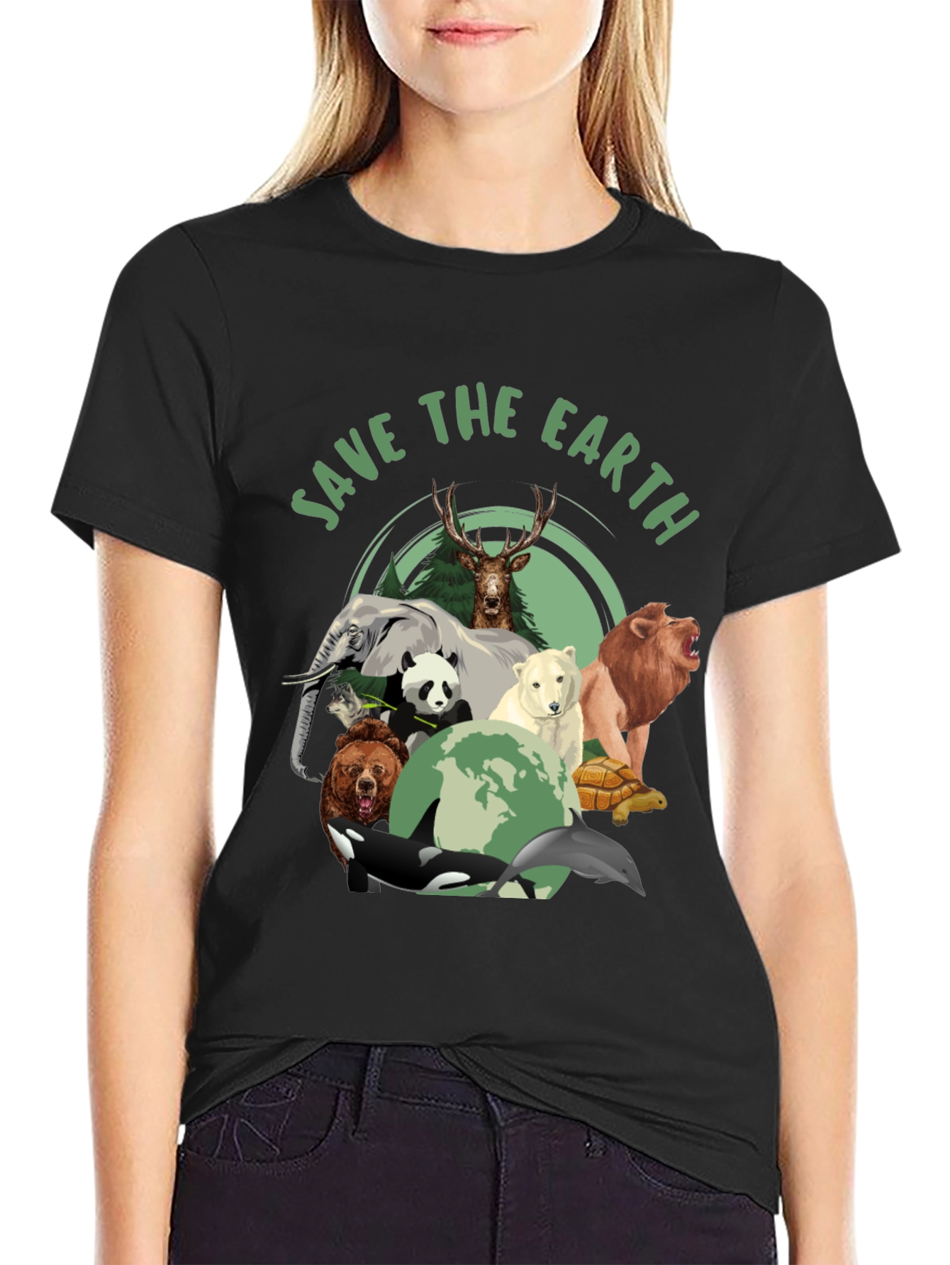 Save The Earth Animal Graphic T-Shirt