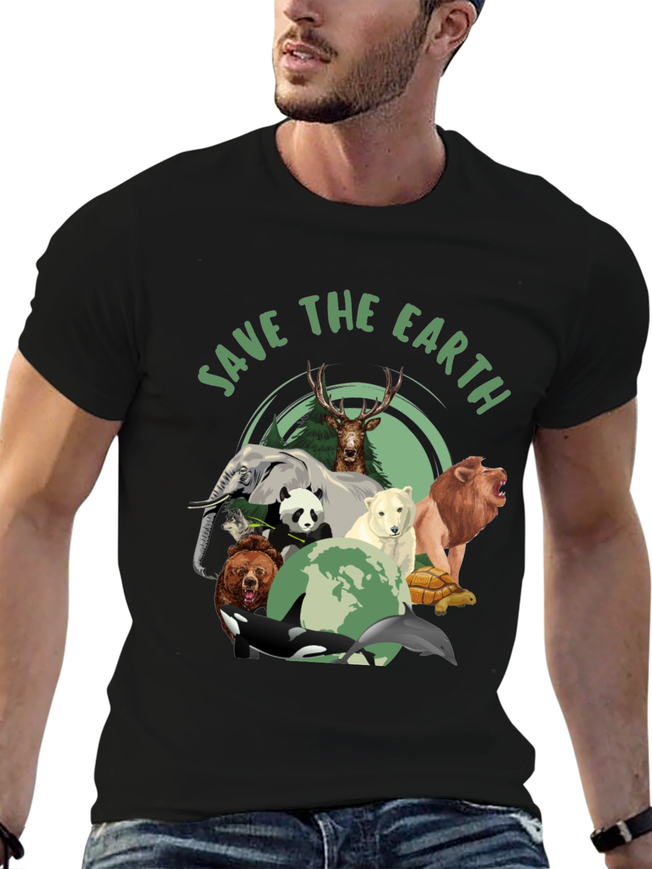 Save The Earth Animal Graphic T-Shirt