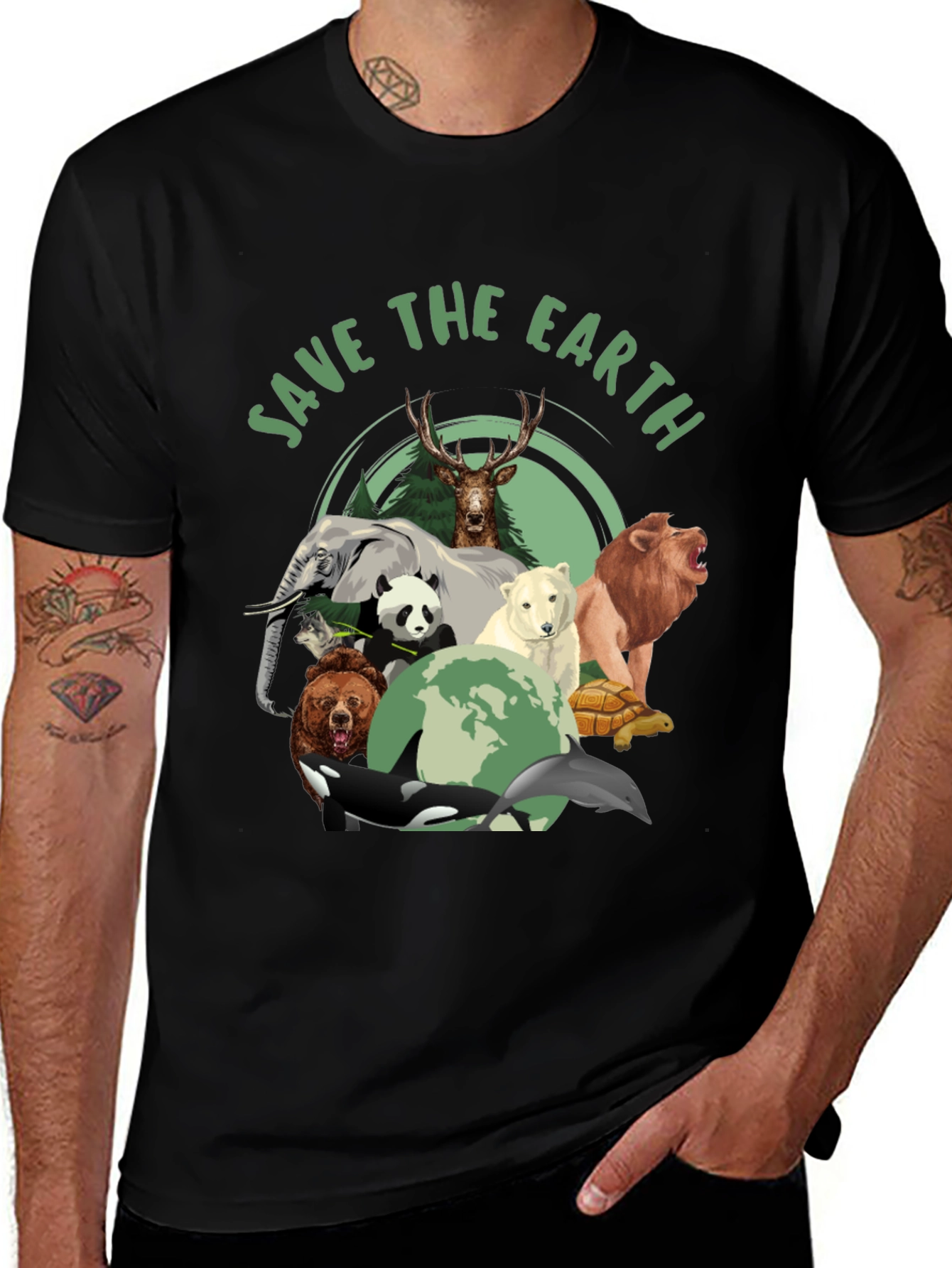 Save The Earth Animal Graphic T-Shirt