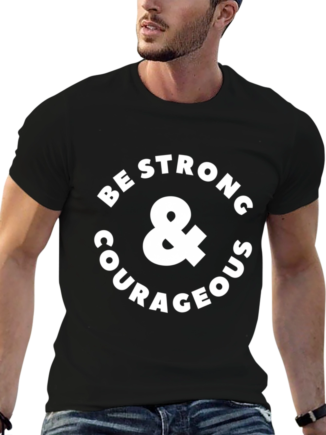 Be Strong & Courageous Graphic Tee - Black