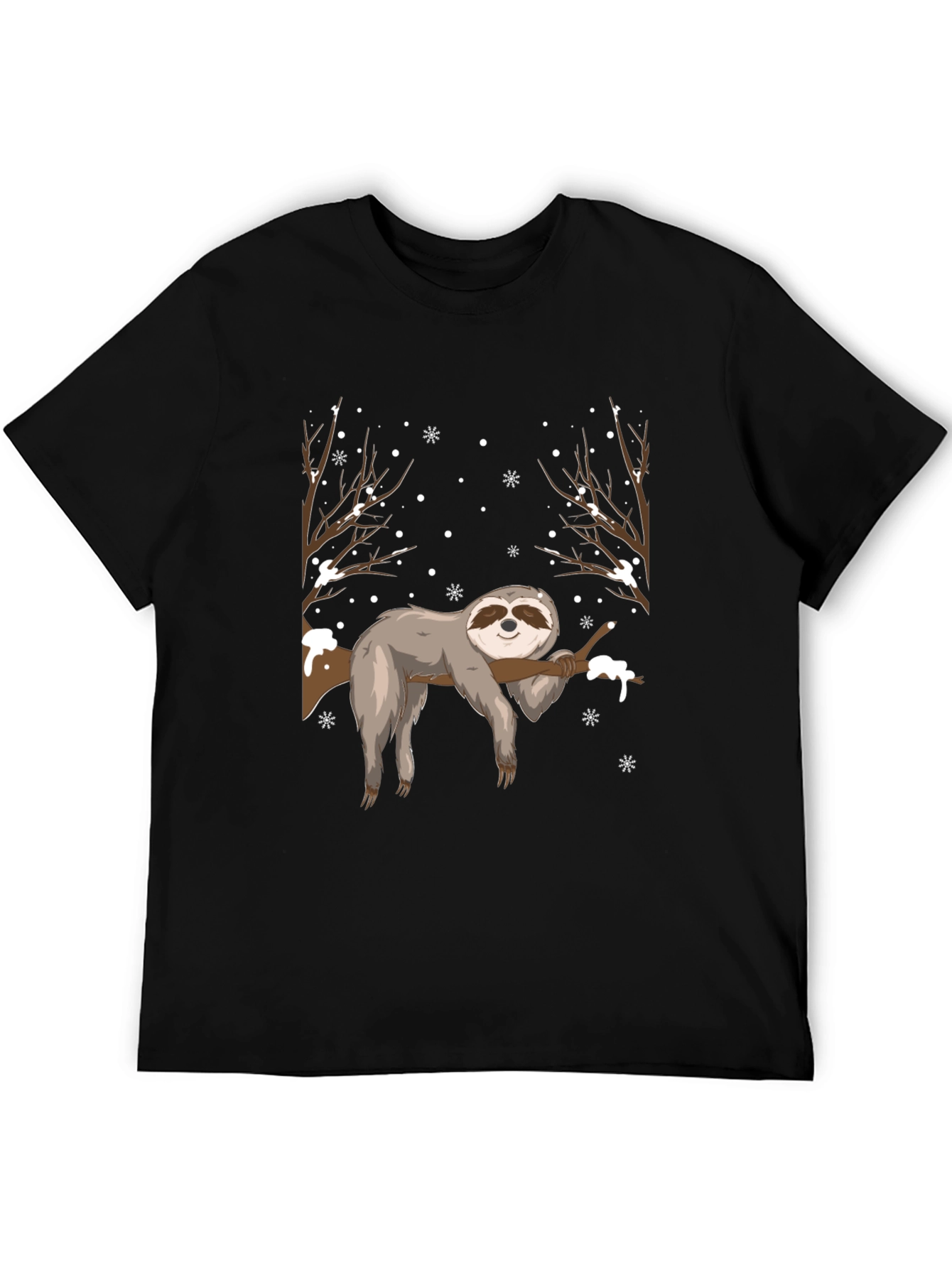 Sloth in Winter Mens T-Shirt