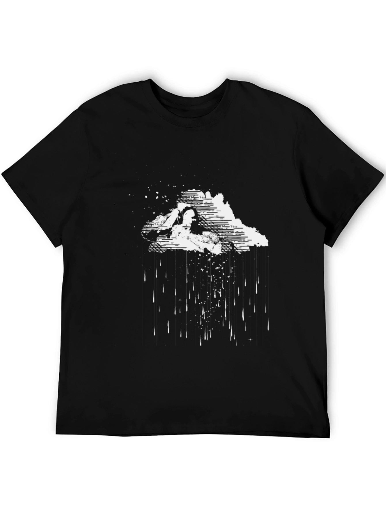 Black Graphic Tee - Rainy Cloud Design