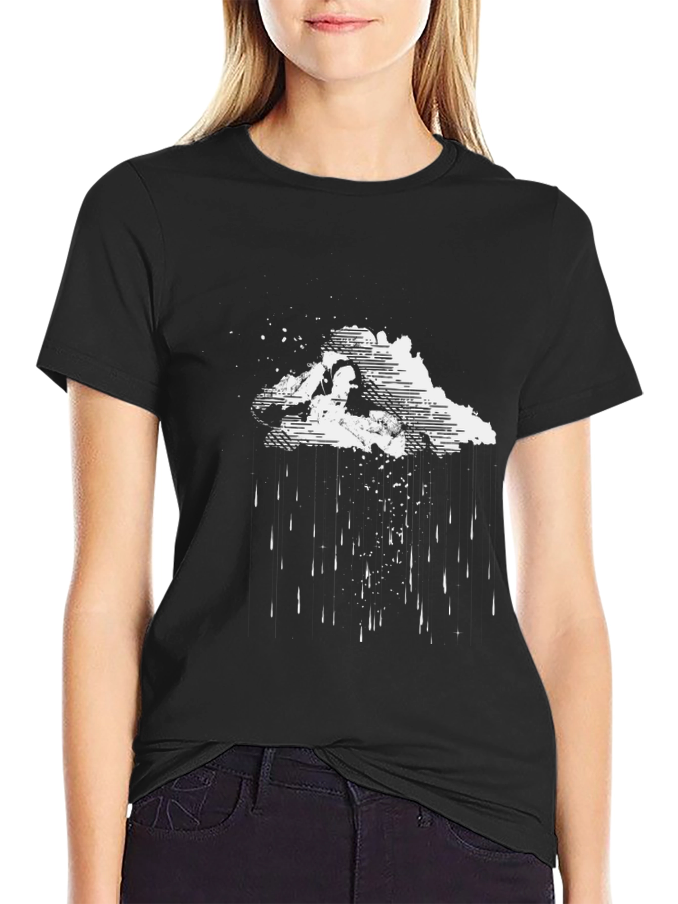 Black Graphic Tee - Rainy Cloud Design
